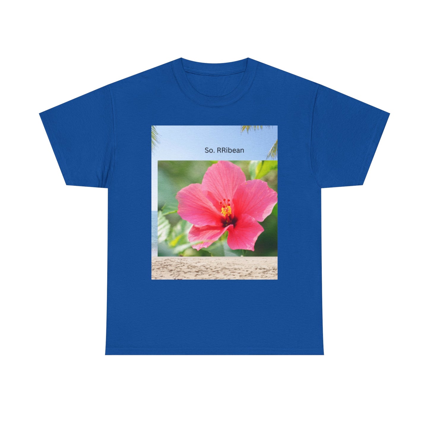 So. RIbbean Floral Unisex Heavy Cotton Tee - Tropical Vibe Summer Shirt