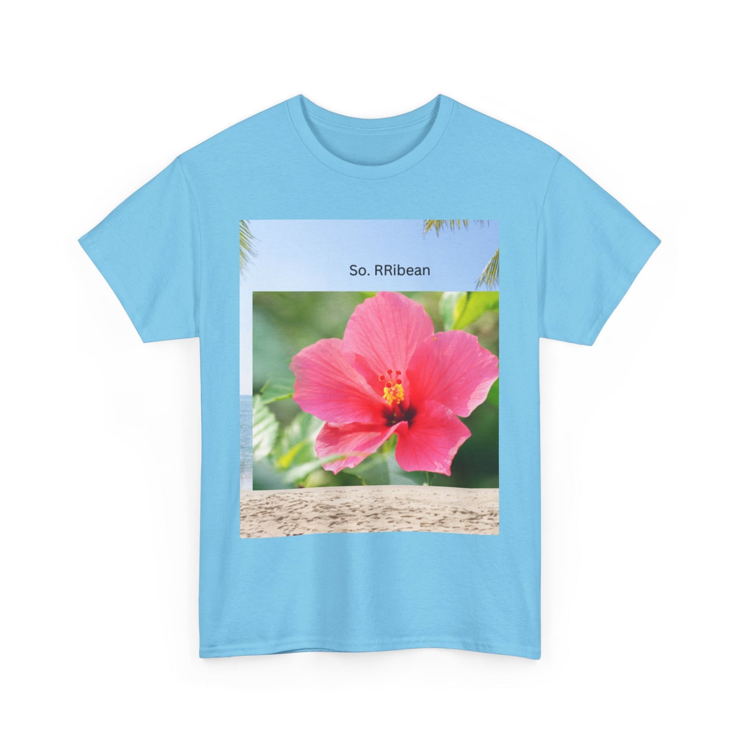 So. RIbbean Floral Unisex Heavy Cotton Tee - Tropical Vibe Summer Shirt