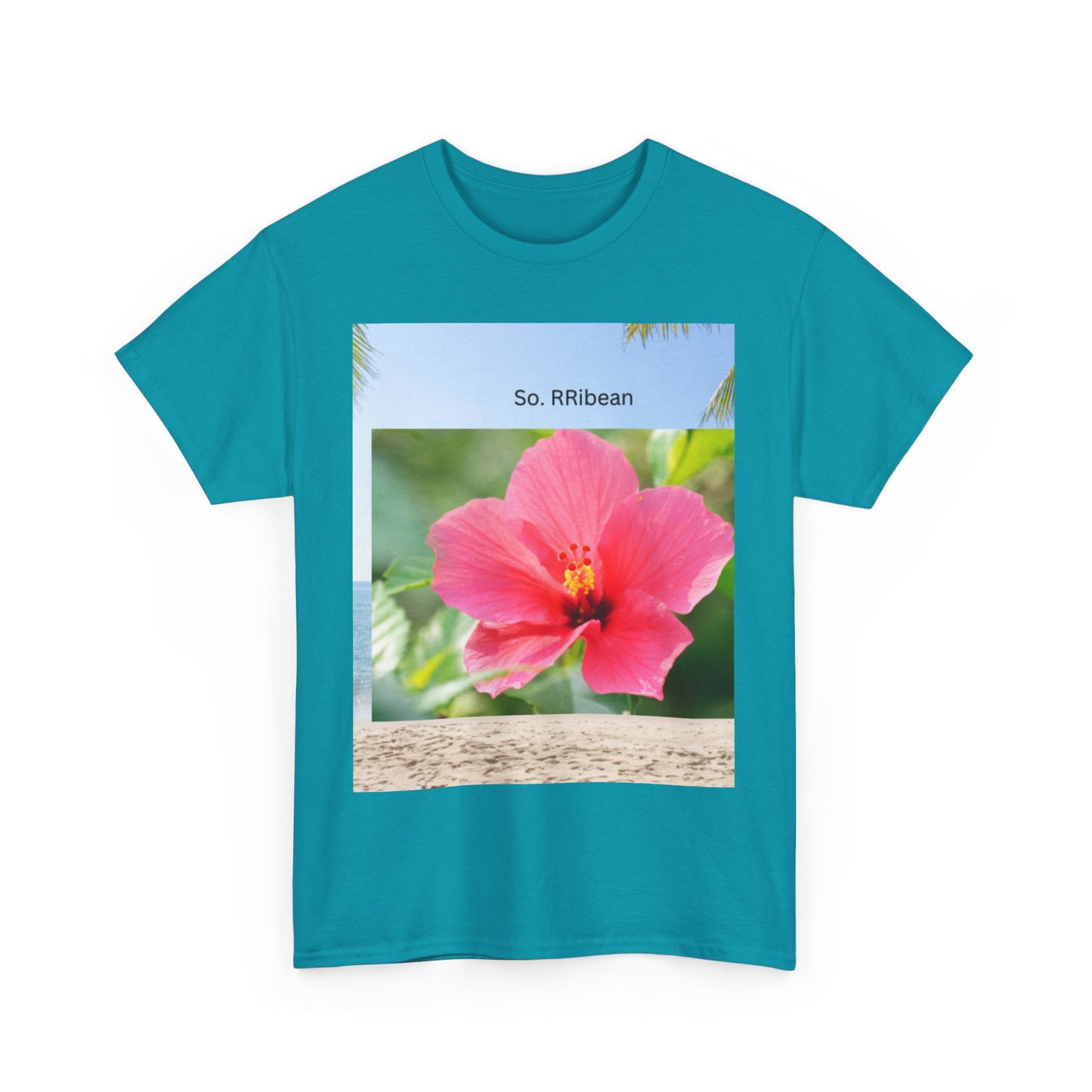 So. RIbbean Floral Unisex Heavy Cotton Tee - Tropical Vibe Summer Shirt