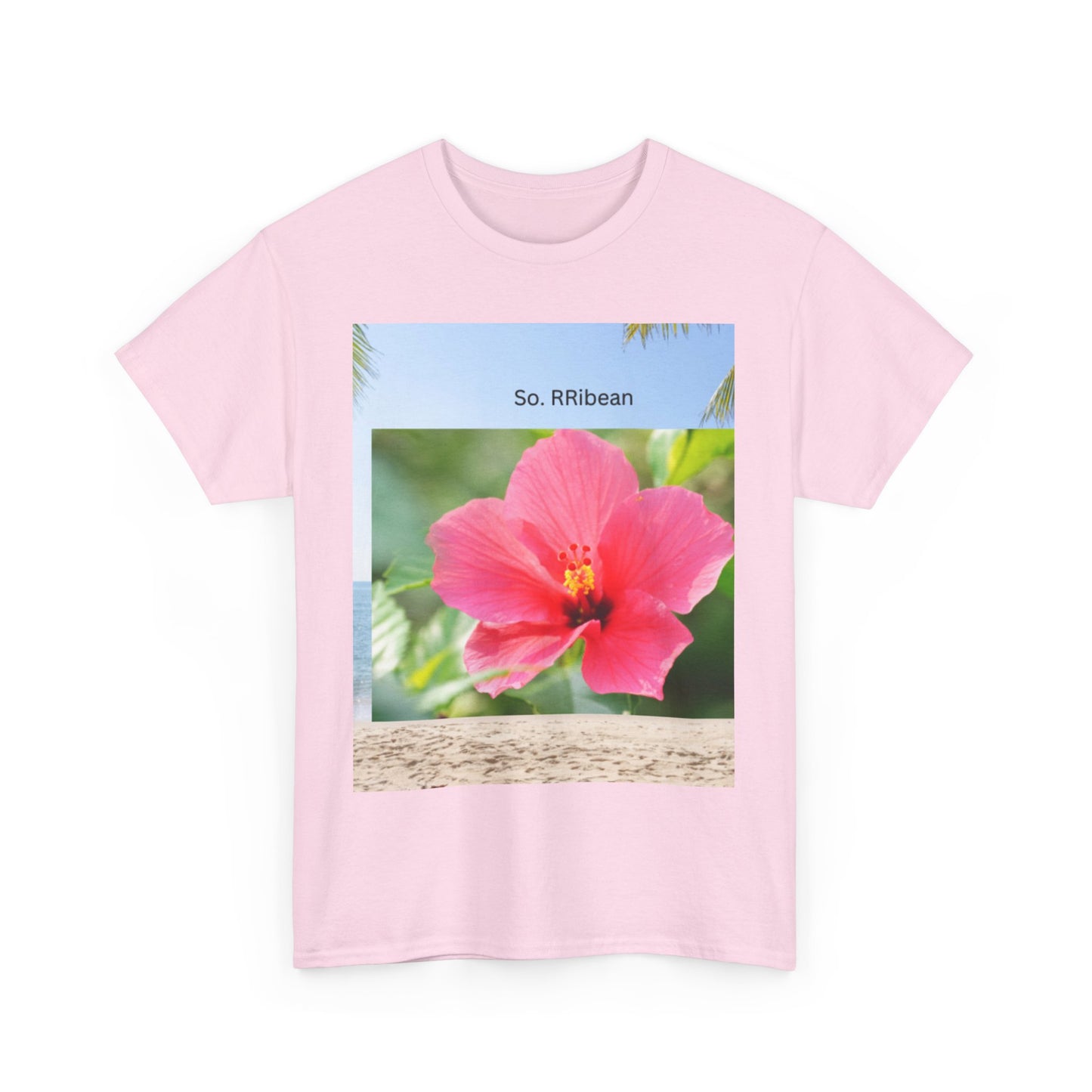 So. RIbbean Floral Unisex Heavy Cotton Tee - Tropical Vibe Summer Shirt