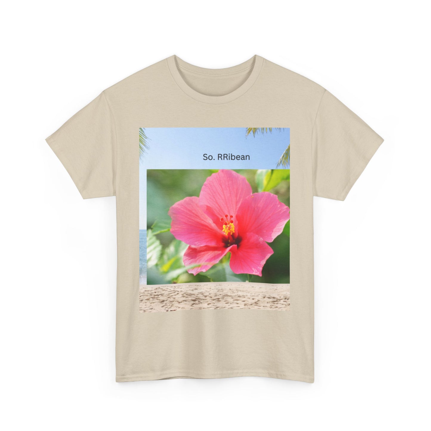 So. RIbbean Floral Unisex Heavy Cotton Tee - Tropical Vibe Summer Shirt
