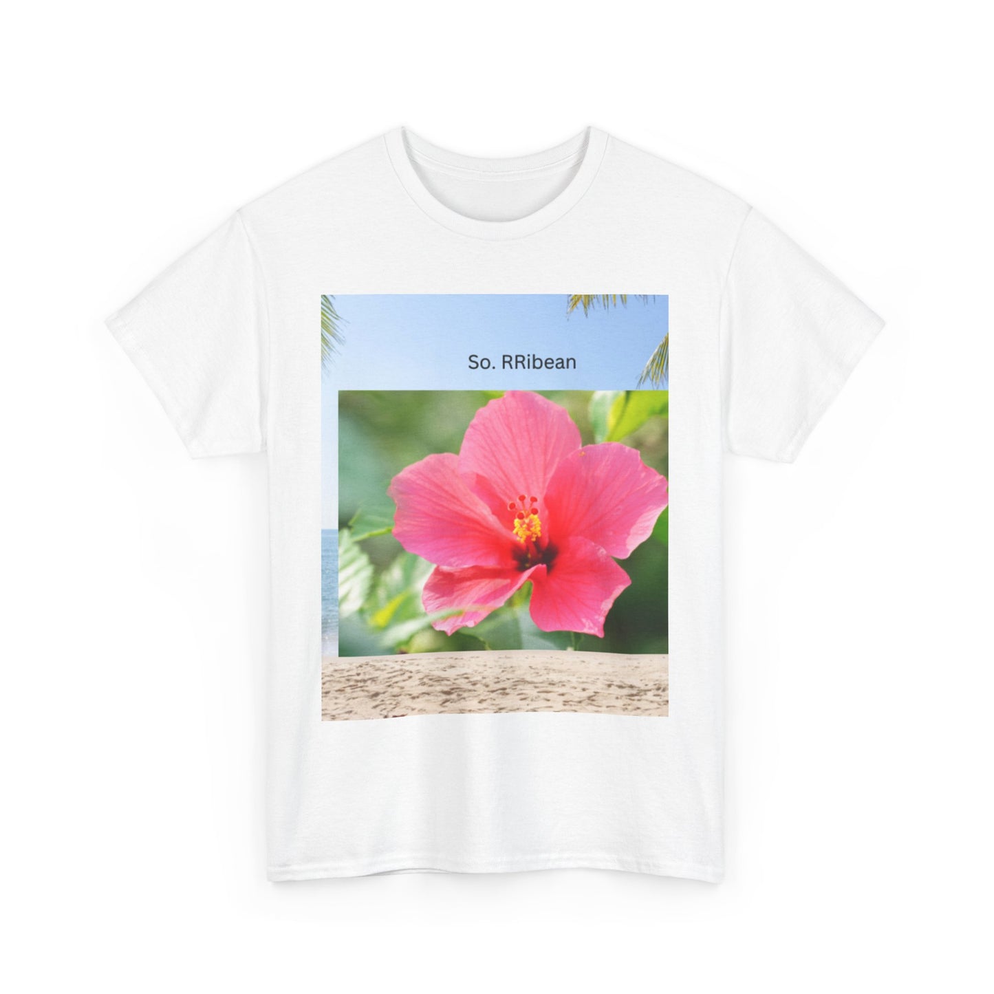 So. RIbbean Floral Unisex Heavy Cotton Tee - Tropical Vibe Summer Shirt
