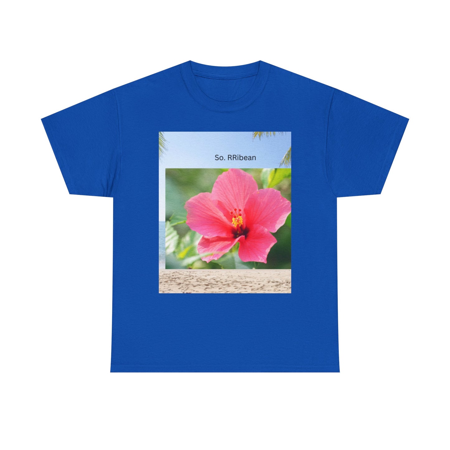 So. RIbbean Floral Unisex Heavy Cotton Tee - Tropical Vibe Summer Shirt