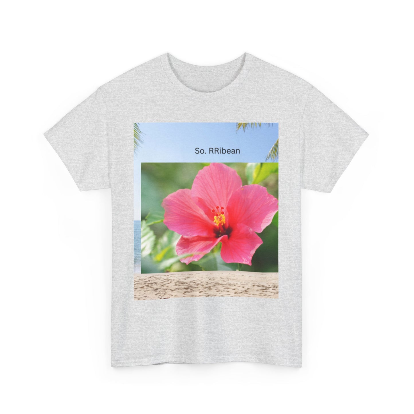 So. RIbbean Floral Unisex Heavy Cotton Tee - Tropical Vibe Summer Shirt