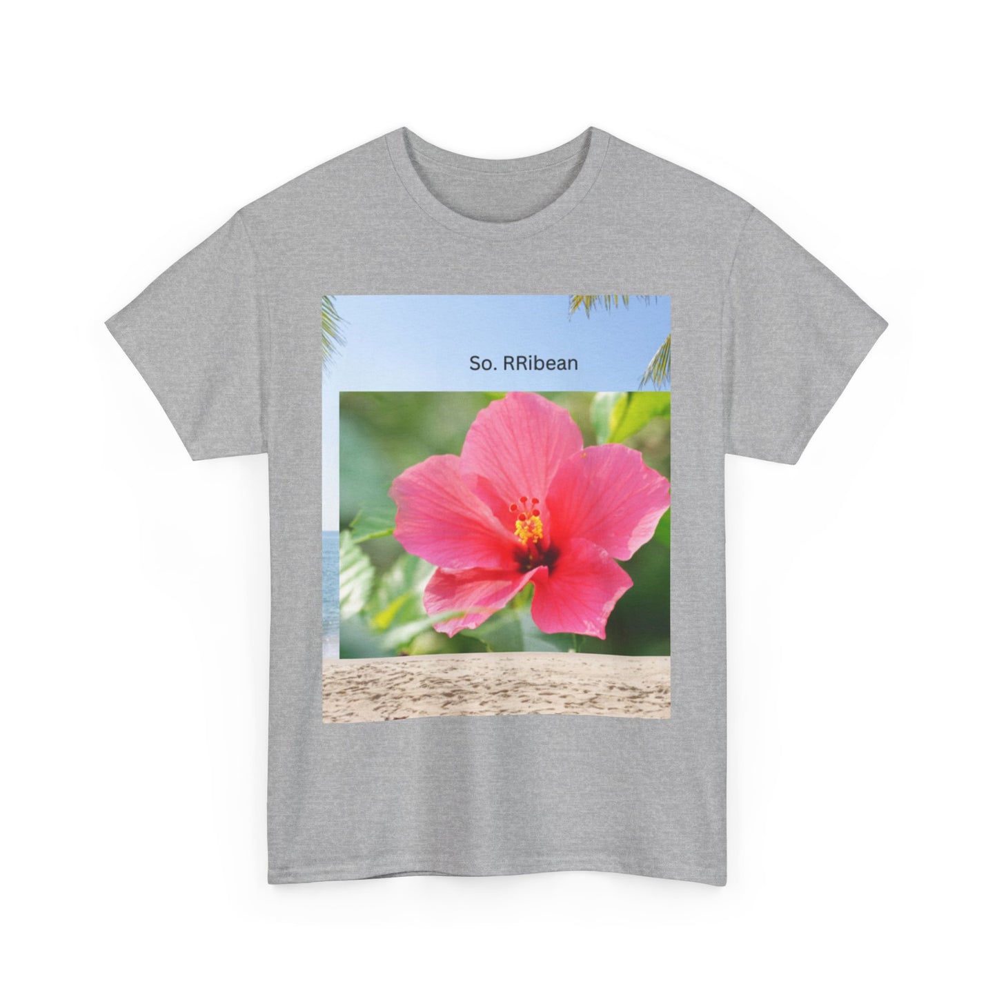So. RIbbean Floral Unisex Heavy Cotton Tee - Tropical Vibe Summer Shirt