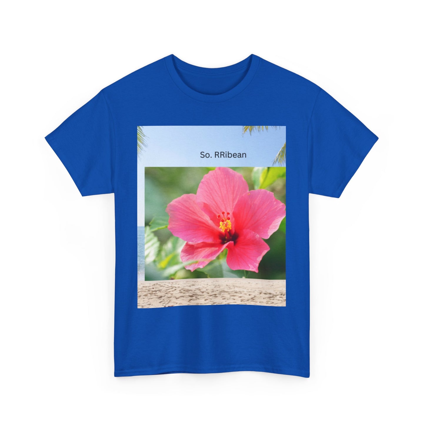 So. RIbbean Floral Unisex Heavy Cotton Tee - Tropical Vibe Summer Shirt