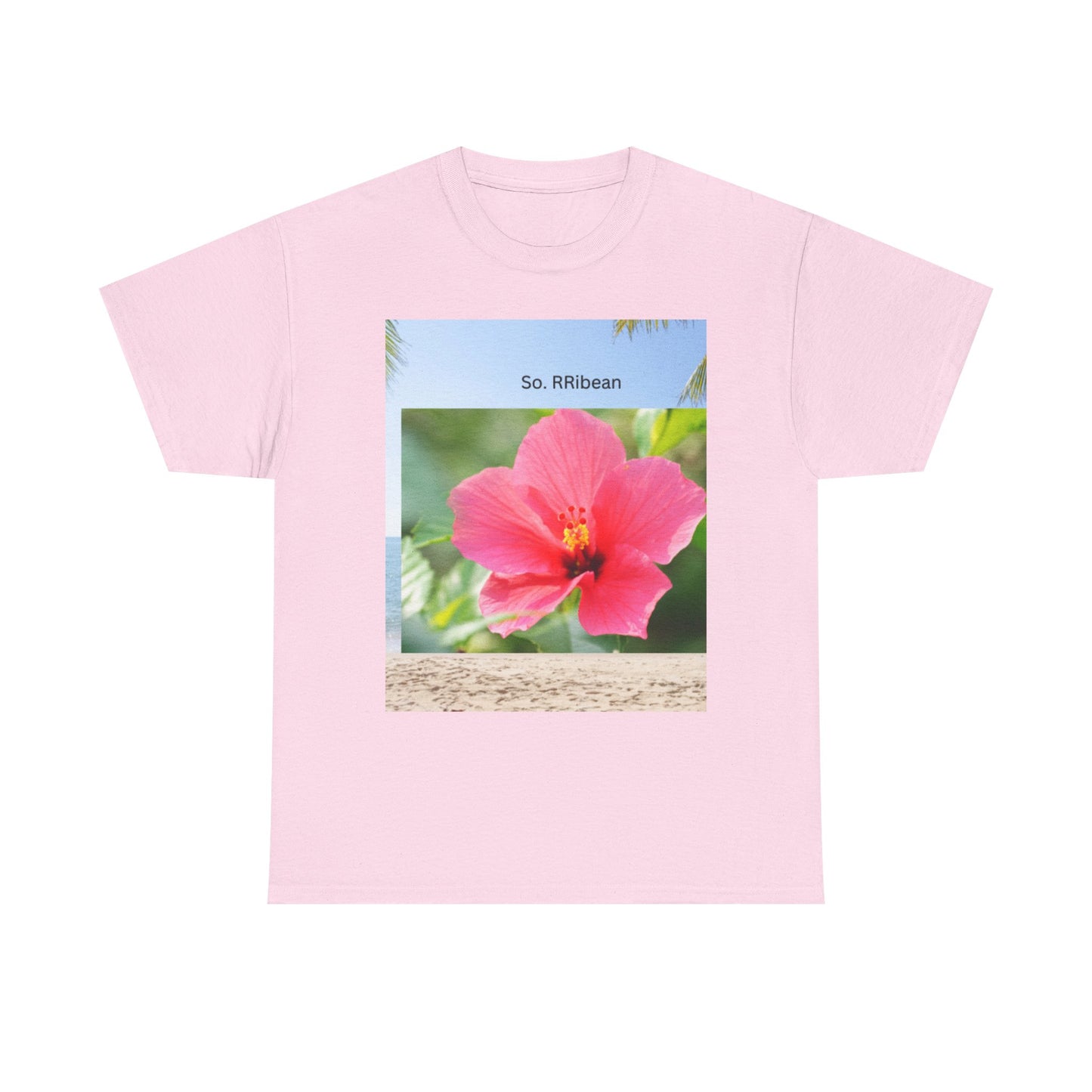 So. RIbbean Floral Unisex Heavy Cotton Tee - Tropical Vibe Summer Shirt