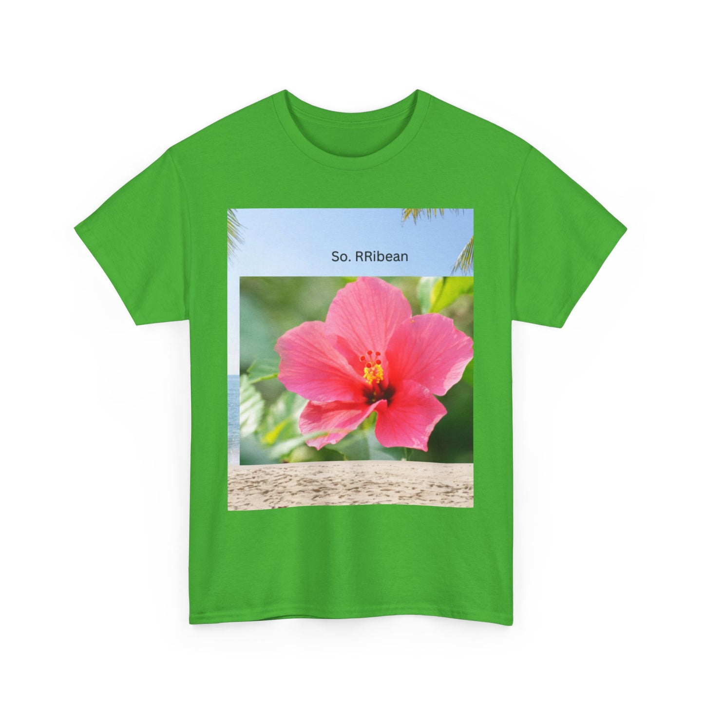 So. RIbbean Floral Unisex Heavy Cotton Tee - Tropical Vibe Summer Shirt