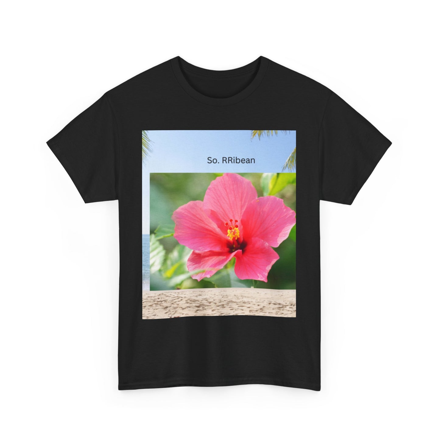 So. RIbbean Floral Unisex Heavy Cotton Tee - Tropical Vibe Summer Shirt