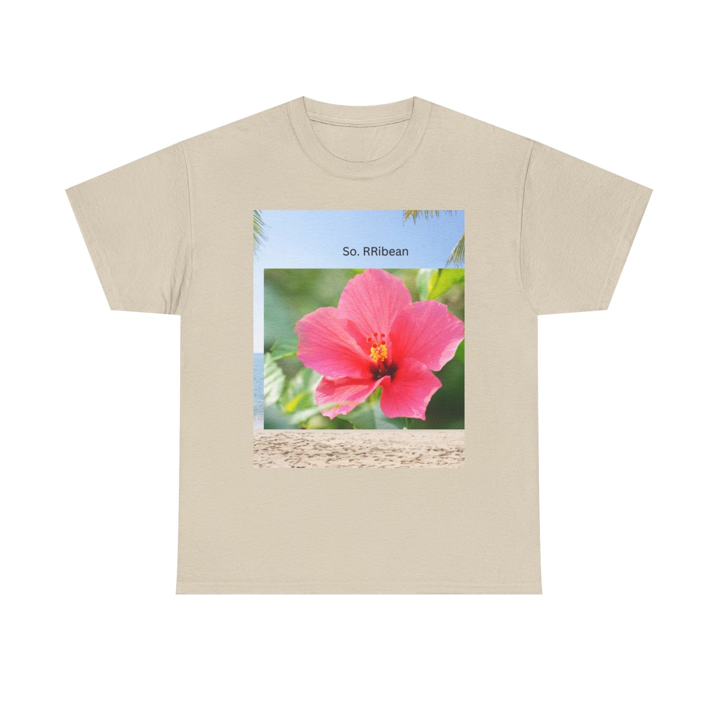 So. RIbbean Floral Unisex Heavy Cotton Tee - Tropical Vibe Summer Shirt