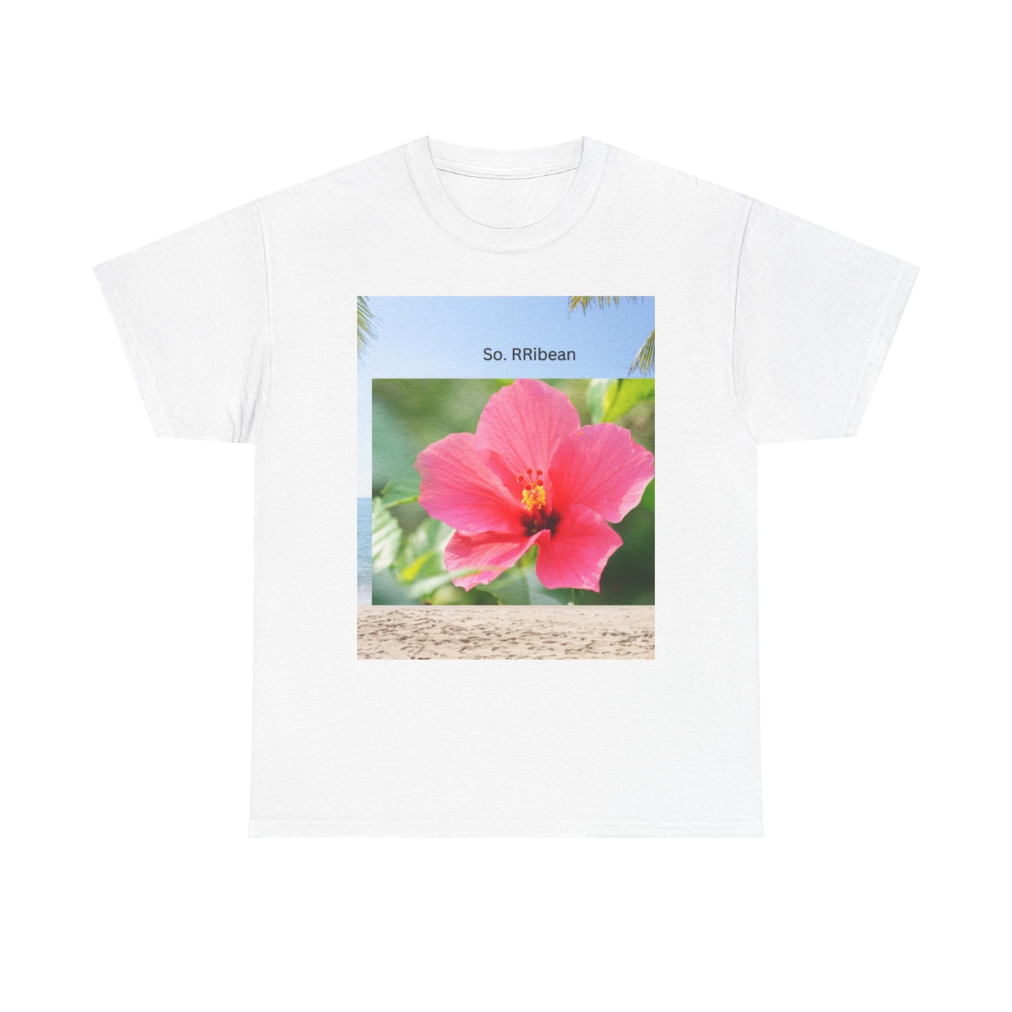 So. RIbbean Floral Unisex Heavy Cotton Tee - Tropical Vibe Summer Shirt