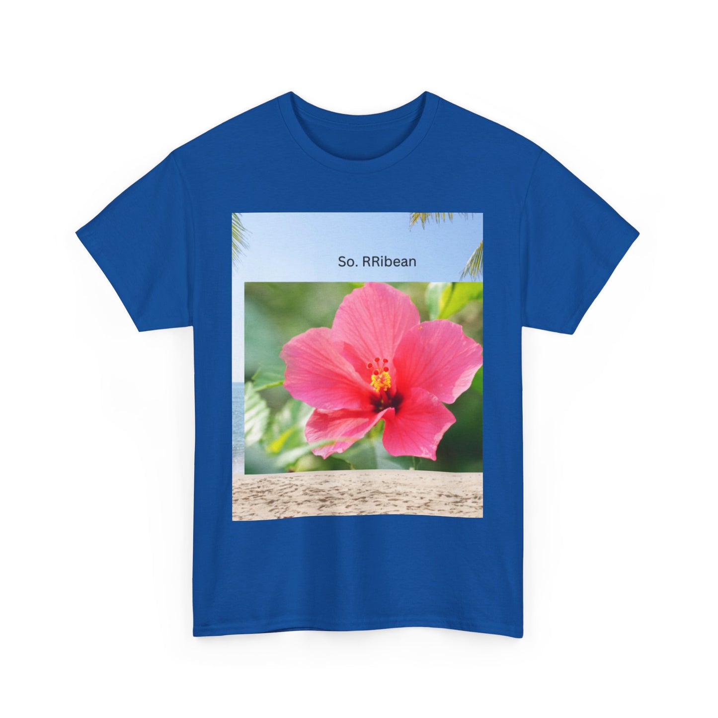 So. RIbbean Floral Unisex Heavy Cotton Tee - Tropical Vibe Summer Shirt