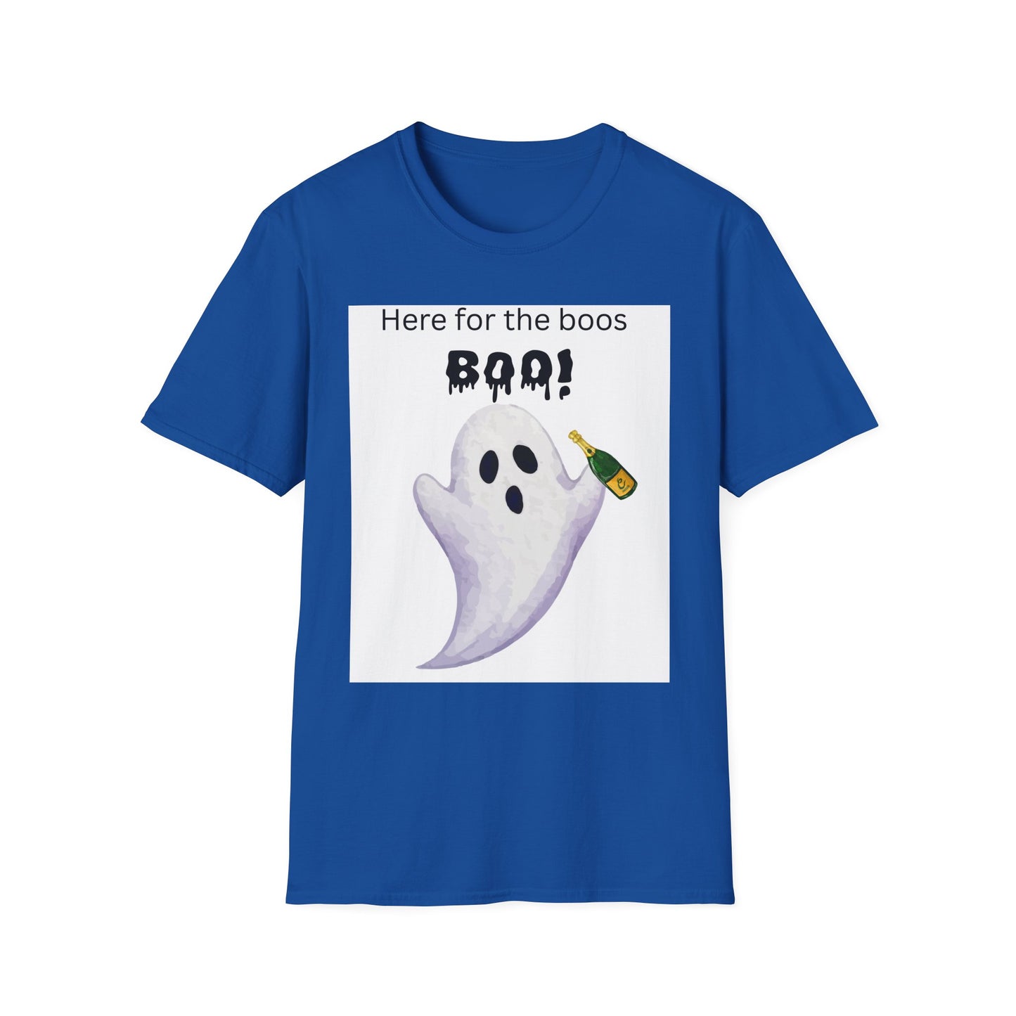 Halloween Ghost T-Shirt – "Here for the Boos" Boozy Ghost Party Tee