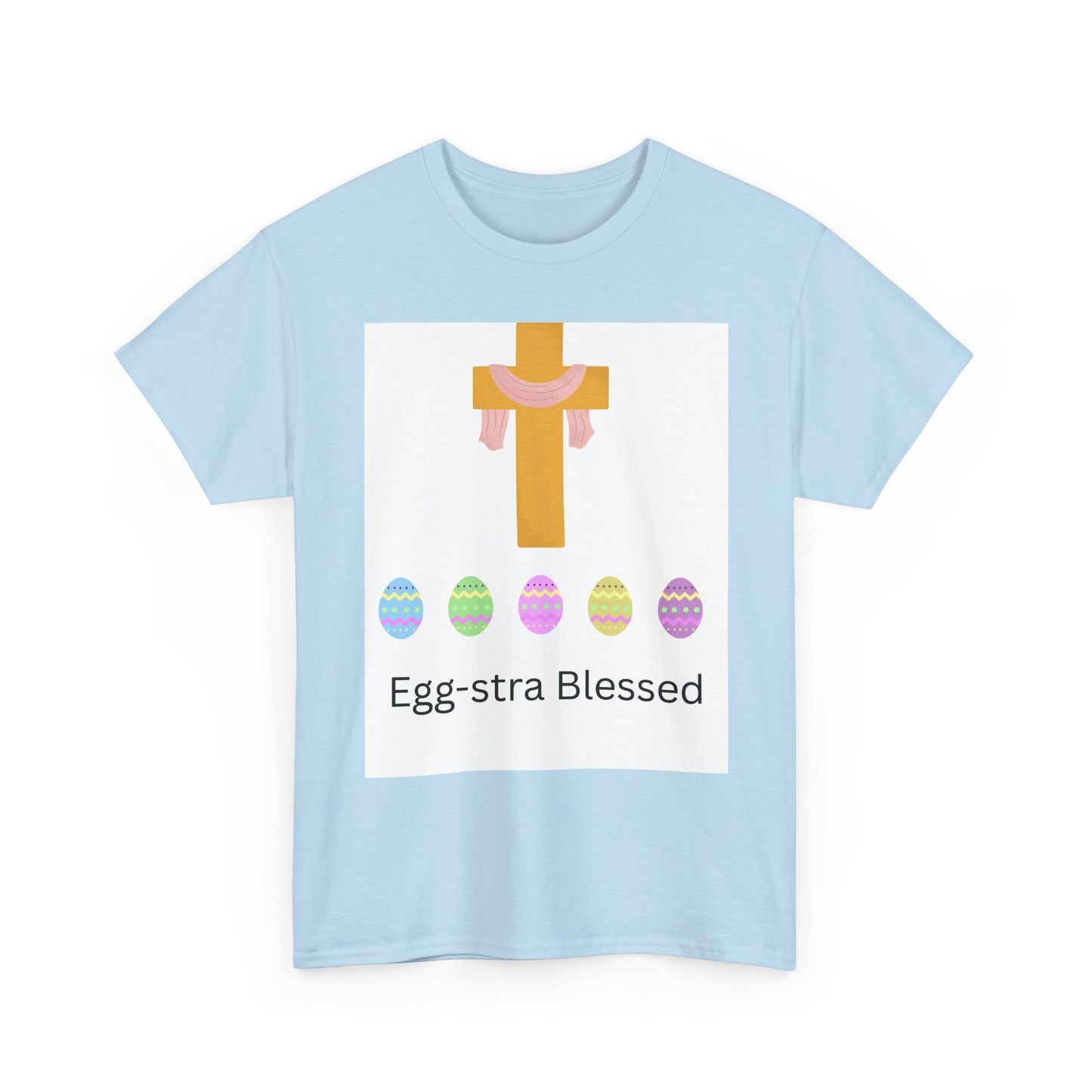 Easter Cross T-Shirt — "Egg-stra Blessed" Christian Easter Tee