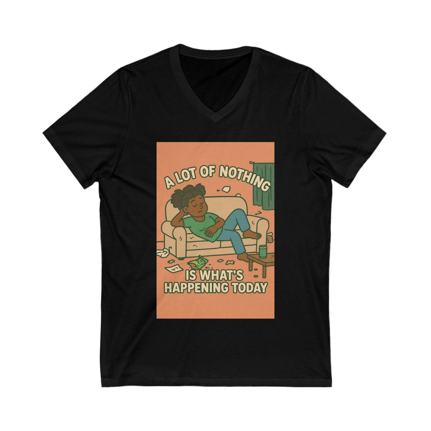 Relaxing V-Neck Tee - A Lot of Nothing, Comfortable Casual Wear, Relaxation Shirt, Gift for Homebodies, Weekend Vibes Tee