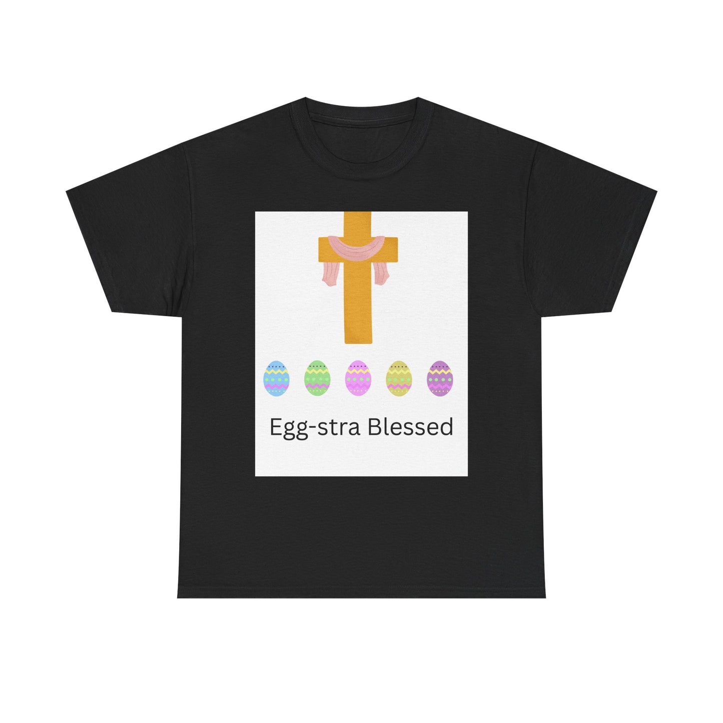 Easter Cross T-Shirt — "Egg-stra Blessed" Christian Easter Tee