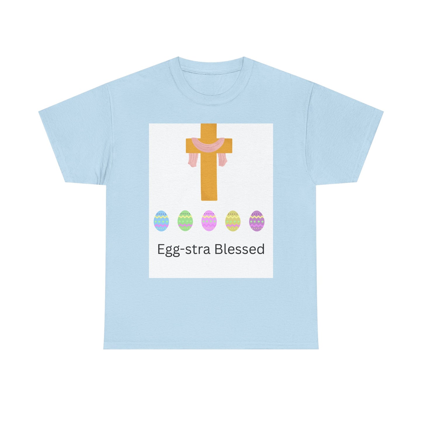 Easter Cross T-Shirt — "Egg-stra Blessed" Christian Easter Tee
