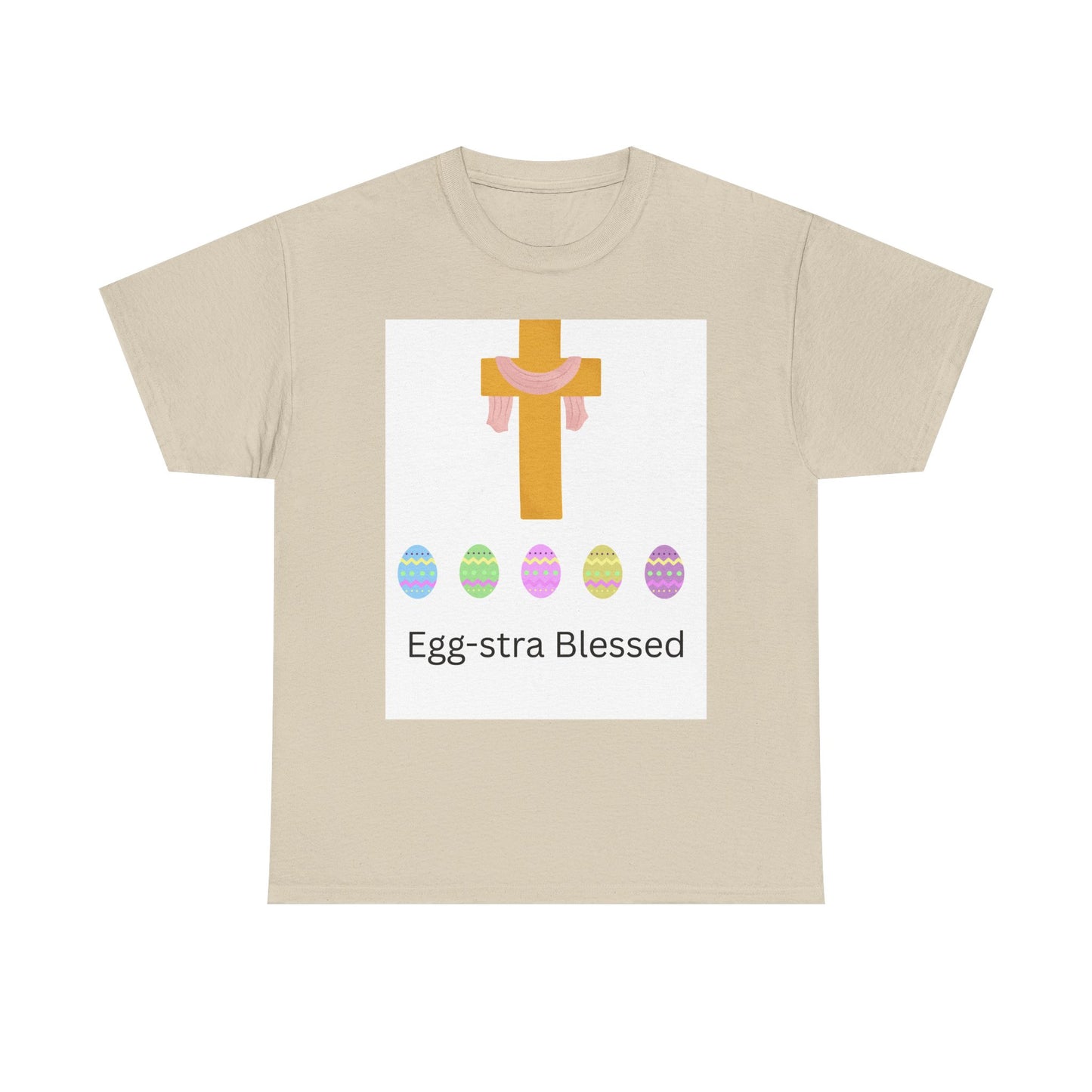 Easter Cross T-Shirt — "Egg-stra Blessed" Christian Easter Tee