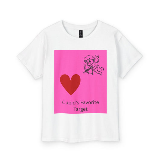 Youth Tee — "Cupid's Favorite Target" Valentine Heart Design