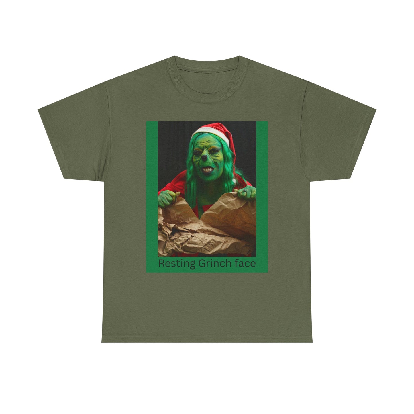 Grinch Face Holiday T-Shirt — "Resting Grinch Face" Christmas Tee