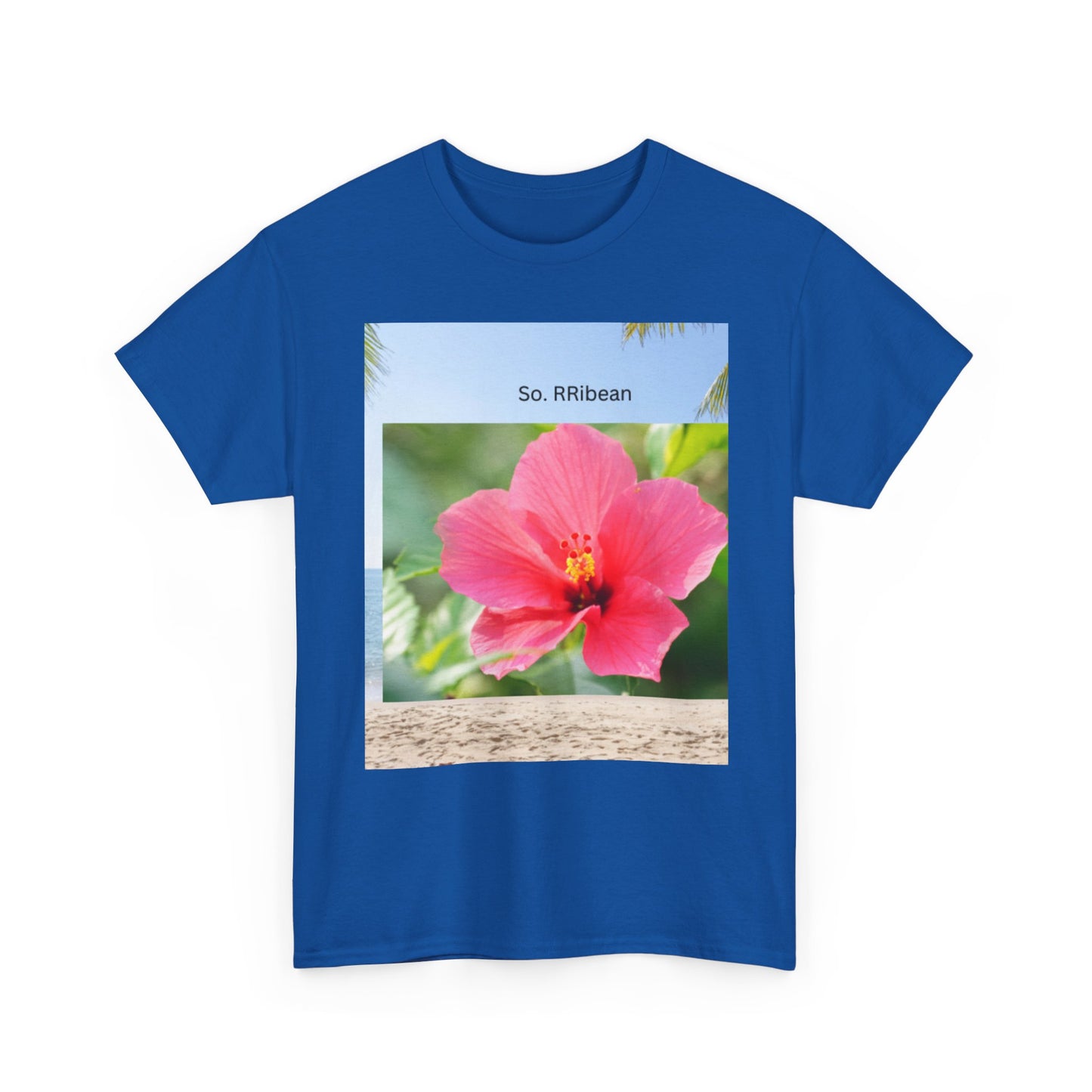 So. RIbbean Floral Unisex Heavy Cotton Tee - Tropical Vibe Summer Shirt