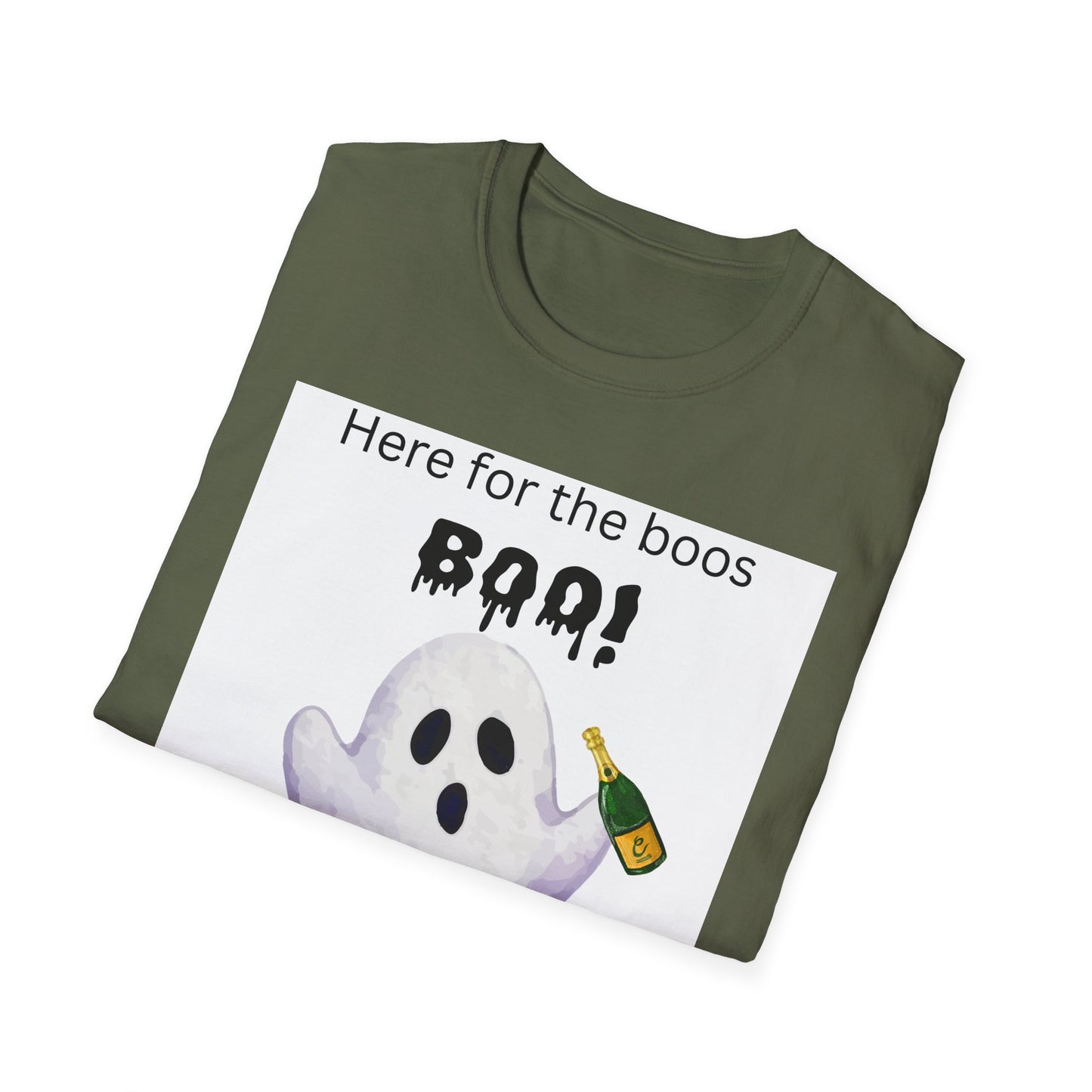 Halloween Ghost T-Shirt – "Here for the Boos" Boozy Ghost Party Tee