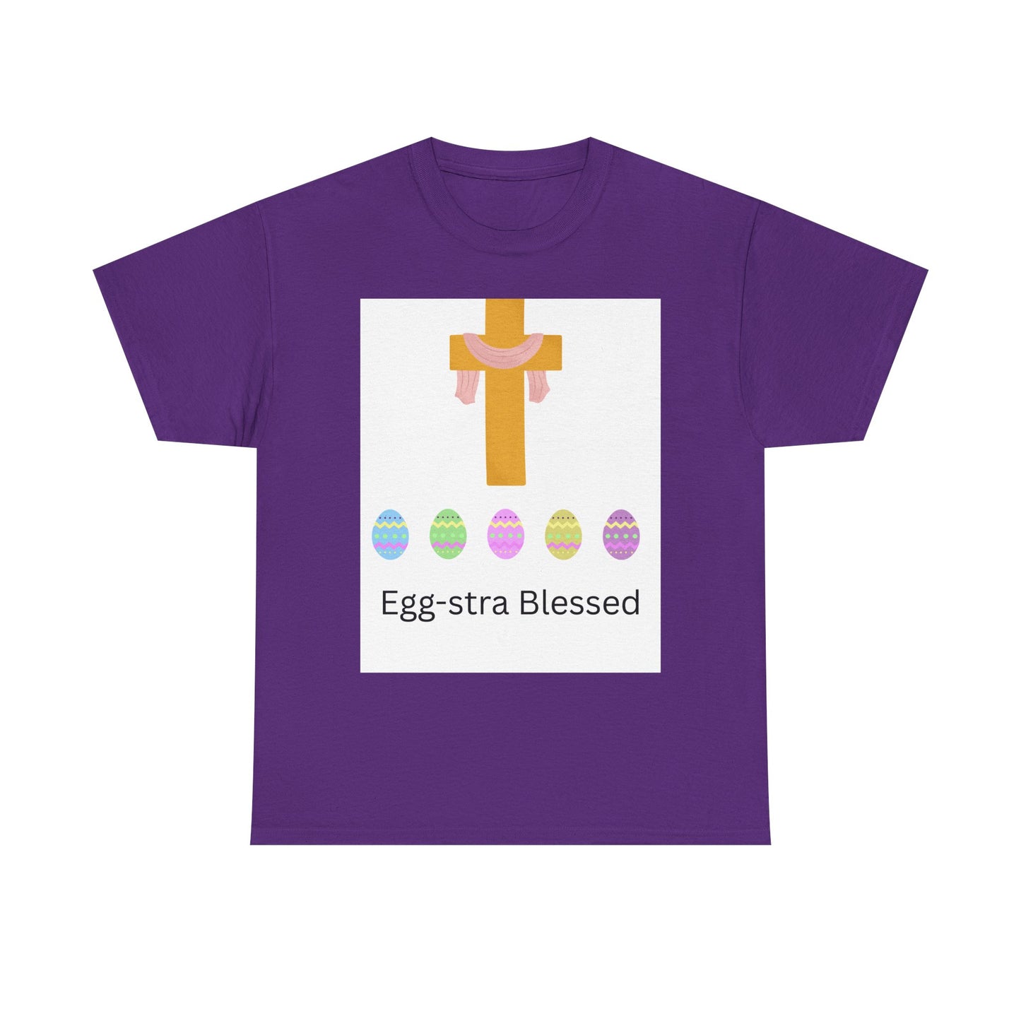 Easter Cross T-Shirt — "Egg-stra Blessed" Christian Easter Tee