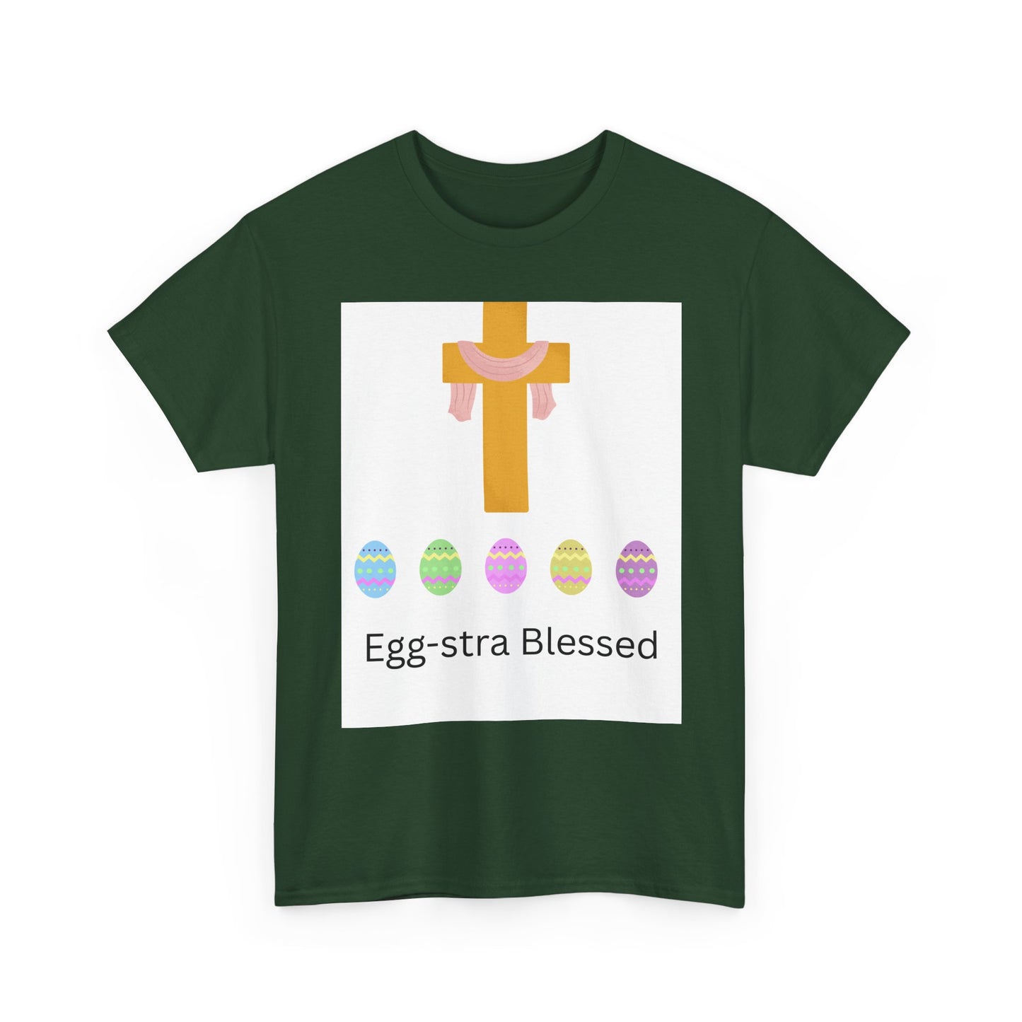 Easter Cross T-Shirt — "Egg-stra Blessed" Christian Easter Tee