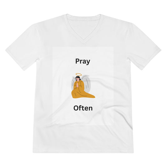 Inspirational V-Neck Tee - 'Pray Often' Design
