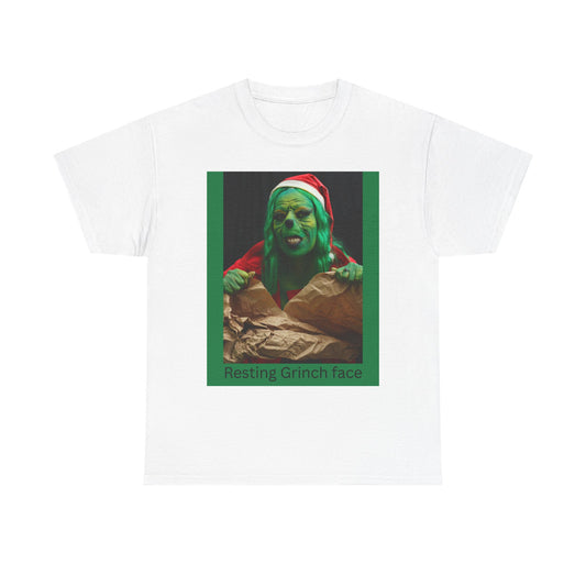 Grinch Face Holiday T-Shirt — "Resting Grinch Face" Christmas Tee