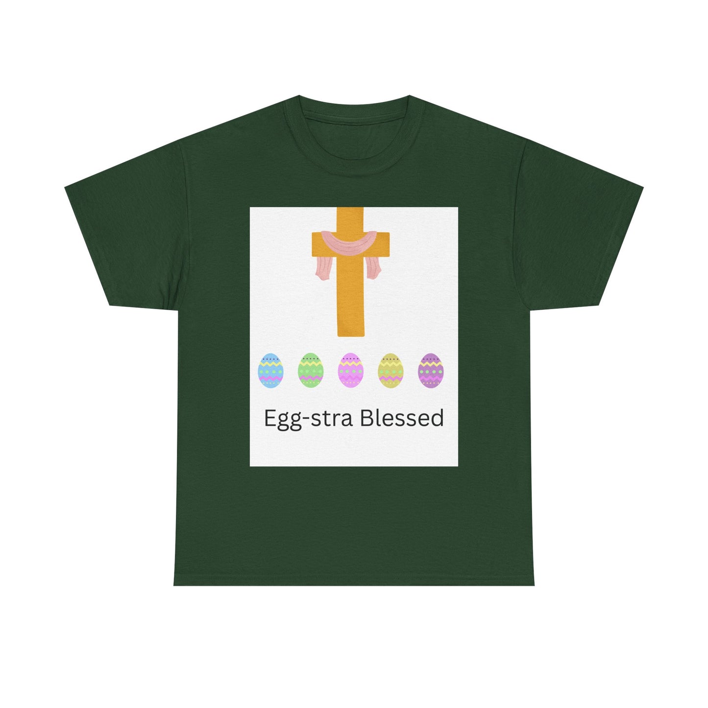 Easter Cross T-Shirt — "Egg-stra Blessed" Christian Easter Tee
