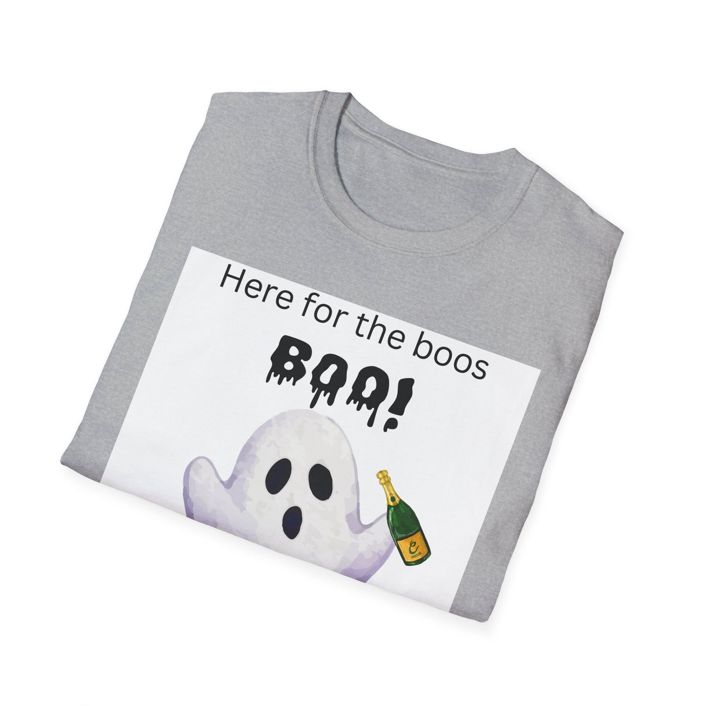 Halloween Ghost T-Shirt – "Here for the Boos" Boozy Ghost Party Tee