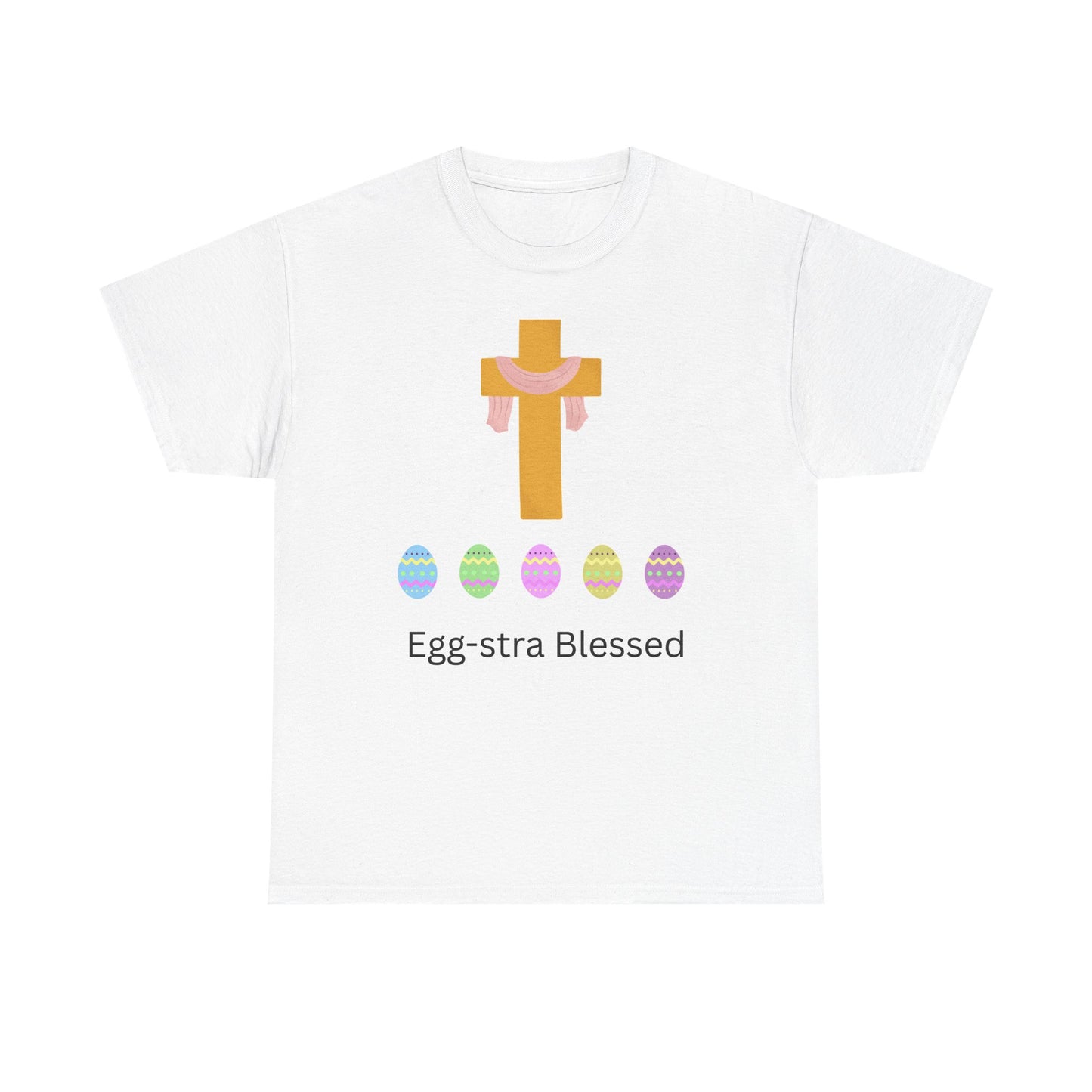 Easter Cross T-Shirt — "Egg-stra Blessed" Christian Easter Tee