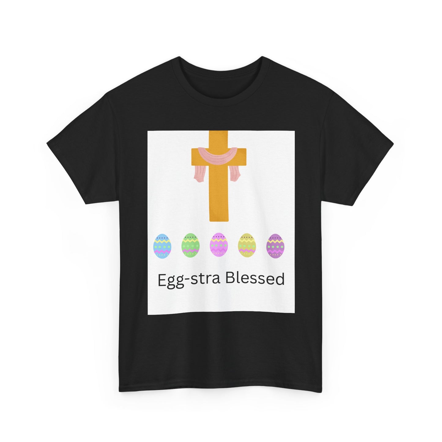 Easter Cross T-Shirt — "Egg-stra Blessed" Christian Easter Tee