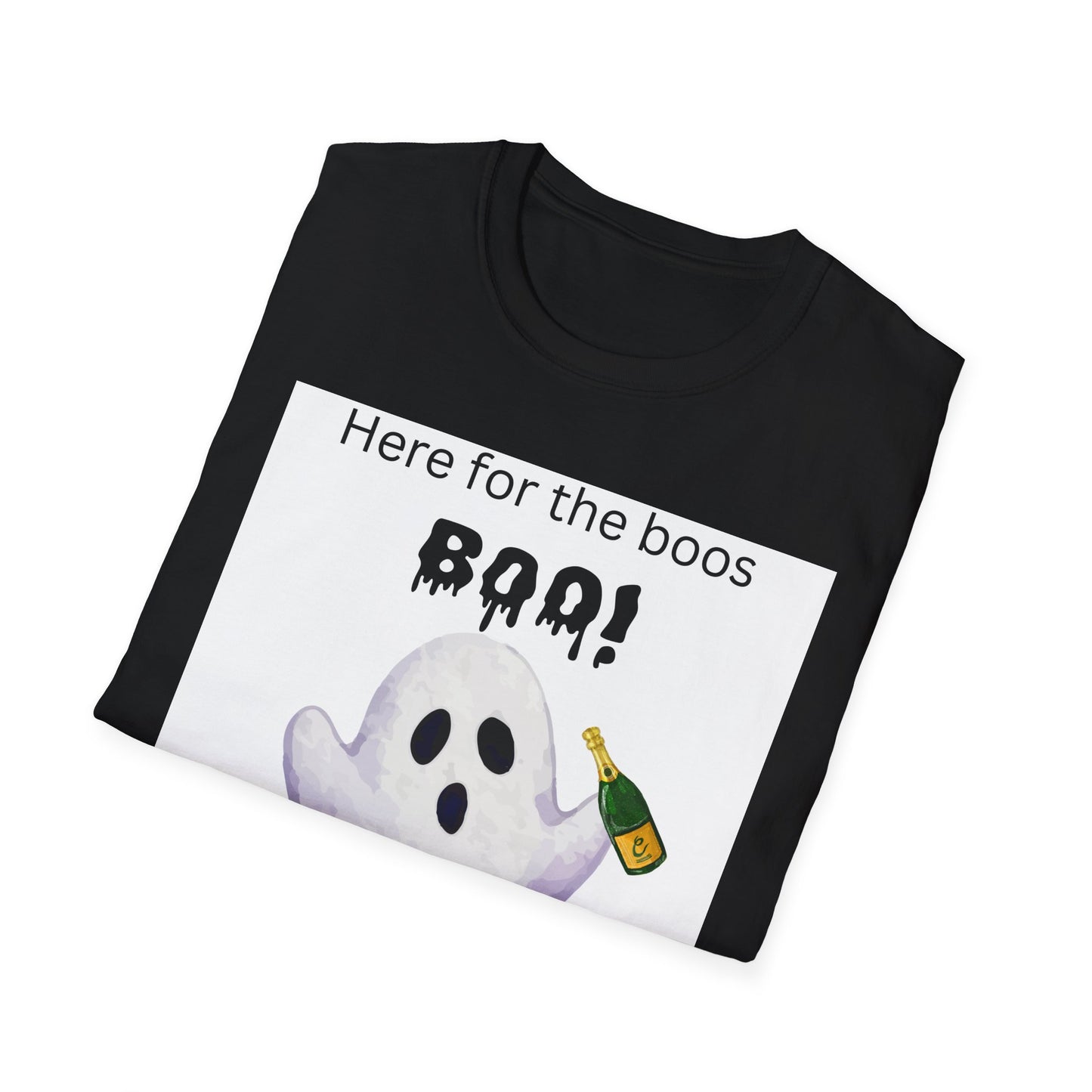 Halloween Ghost T-Shirt – "Here for the Boos" Boozy Ghost Party Tee