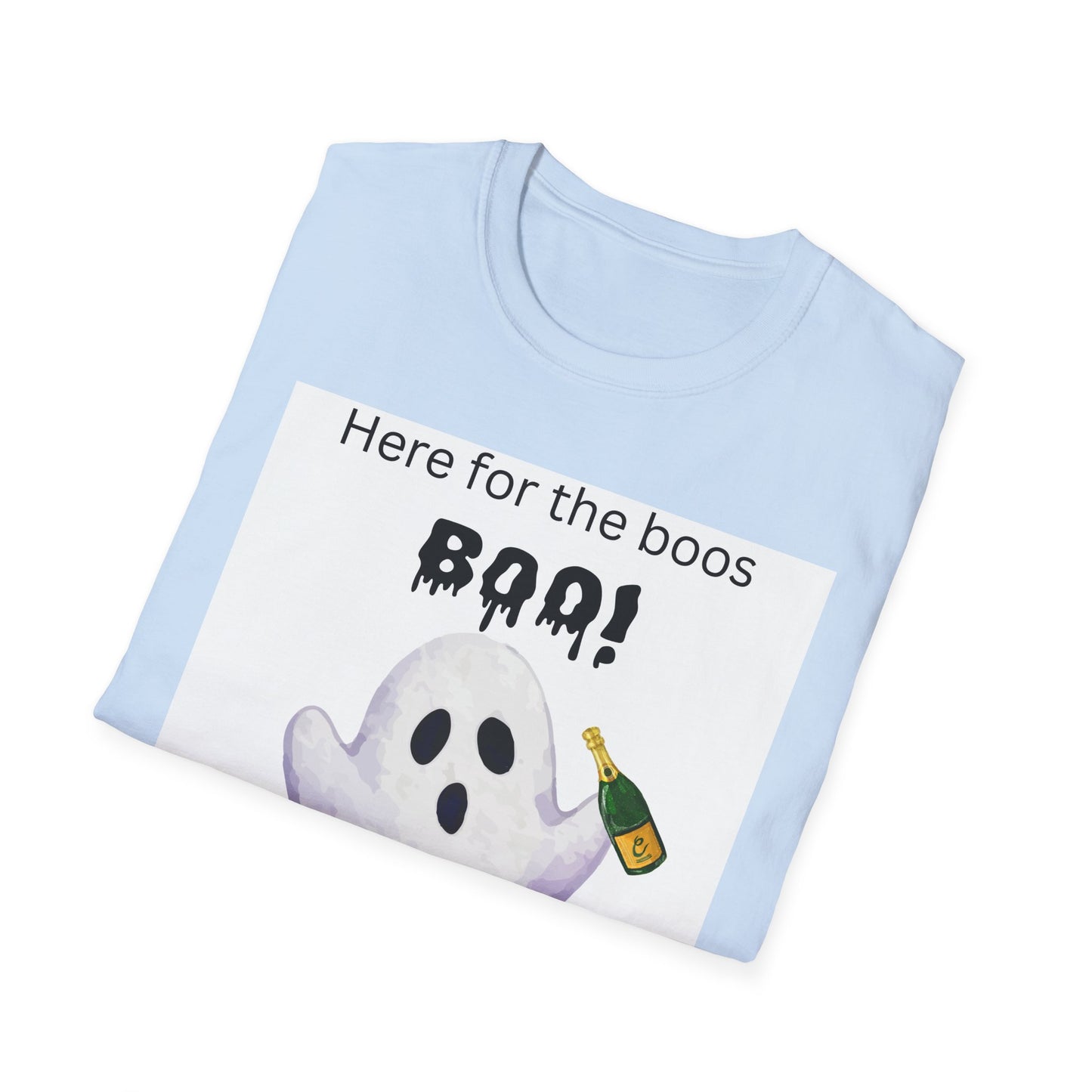 Halloween Ghost T-Shirt – "Here for the Boos" Boozy Ghost Party Tee