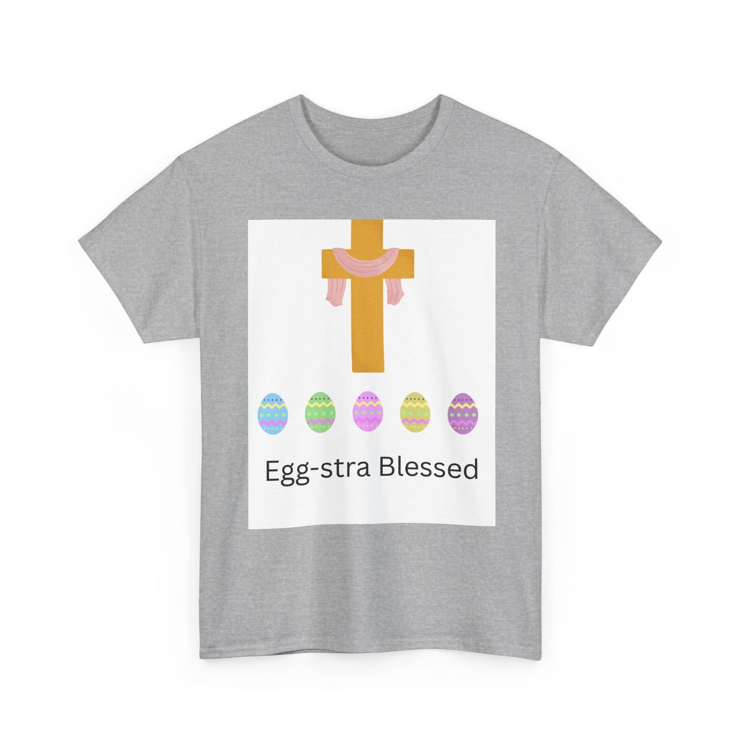 Easter Cross T-Shirt — "Egg-stra Blessed" Christian Easter Tee