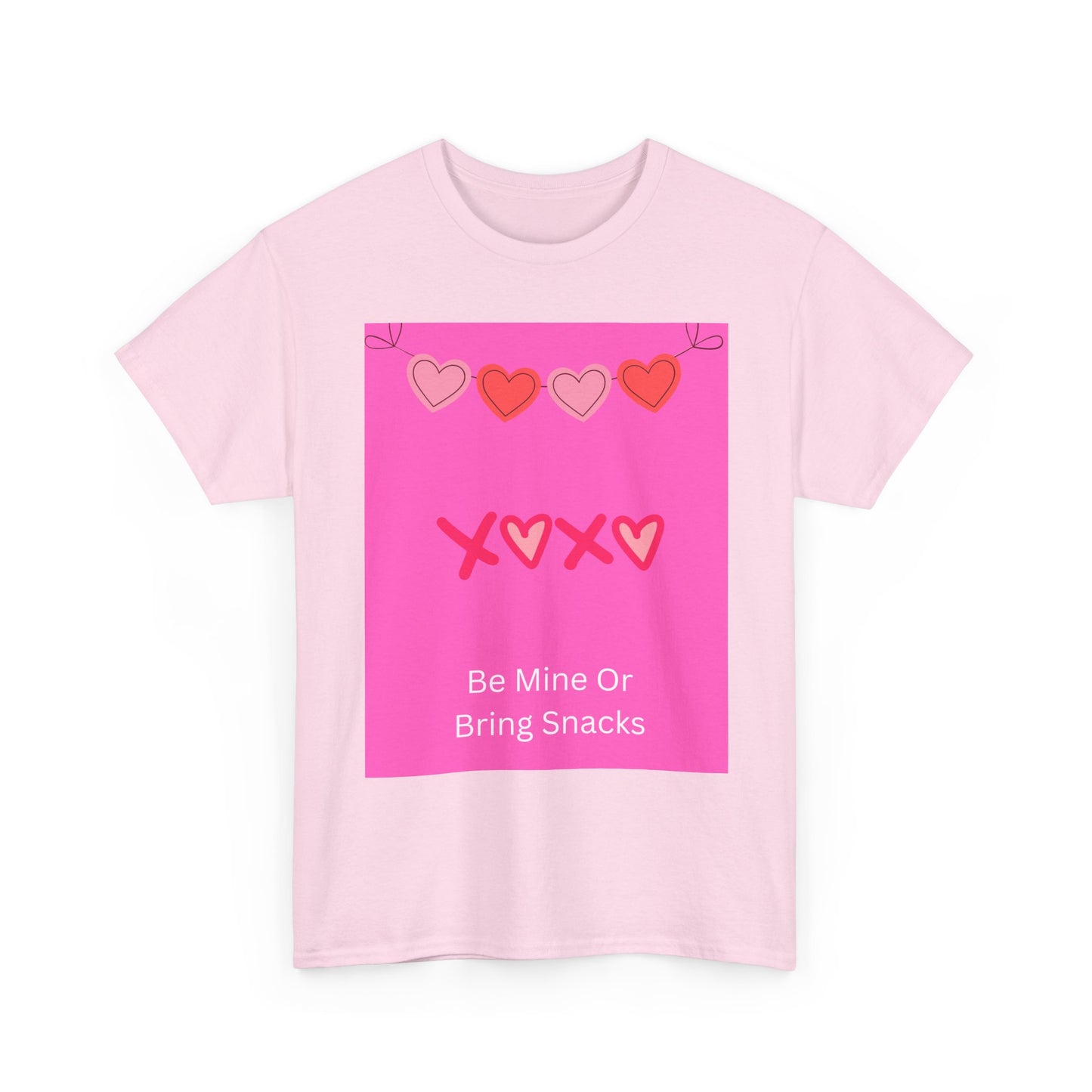 Valentine Tee — “Be Mine Or Bring Snacks” Heart Graphic T-Shirt