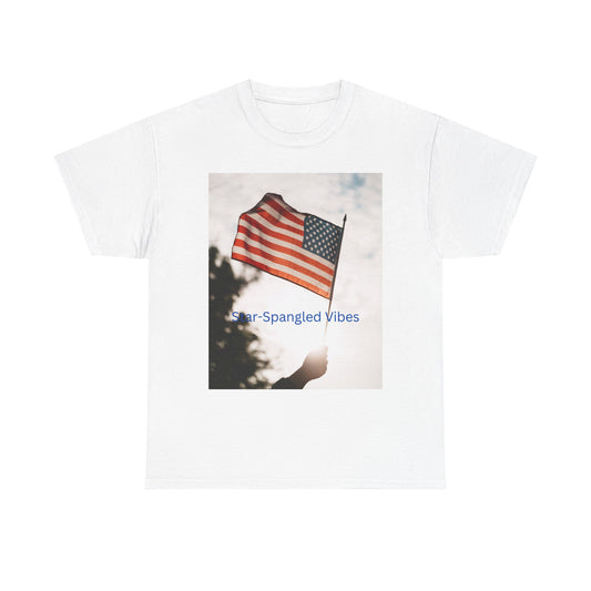 T-Shirt — "Star-Spangled Vibes" American Flag Photo Tee | 4th of July Patriotic Shirt