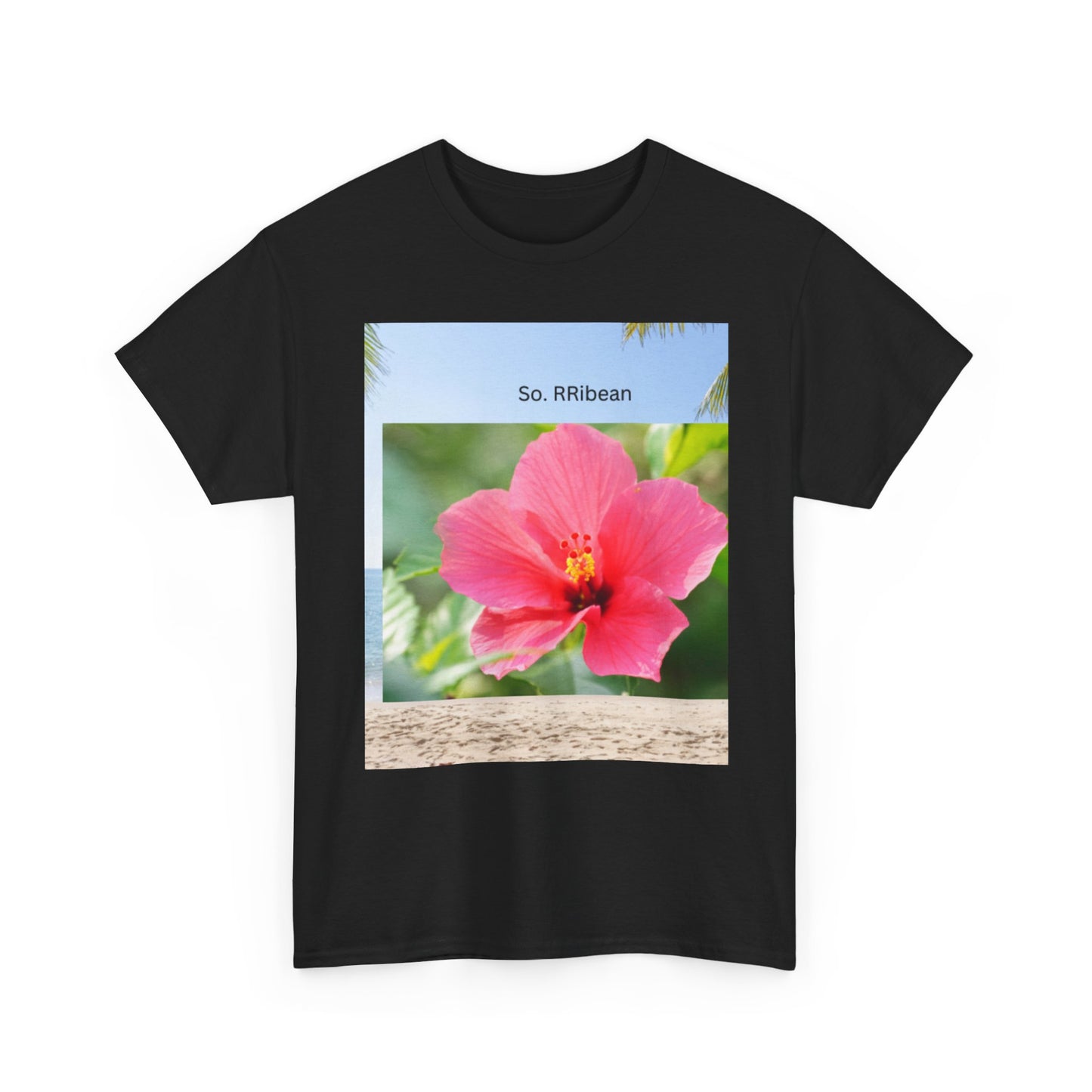 So. RIbbean Floral Unisex Heavy Cotton Tee - Tropical Vibe Summer Shirt