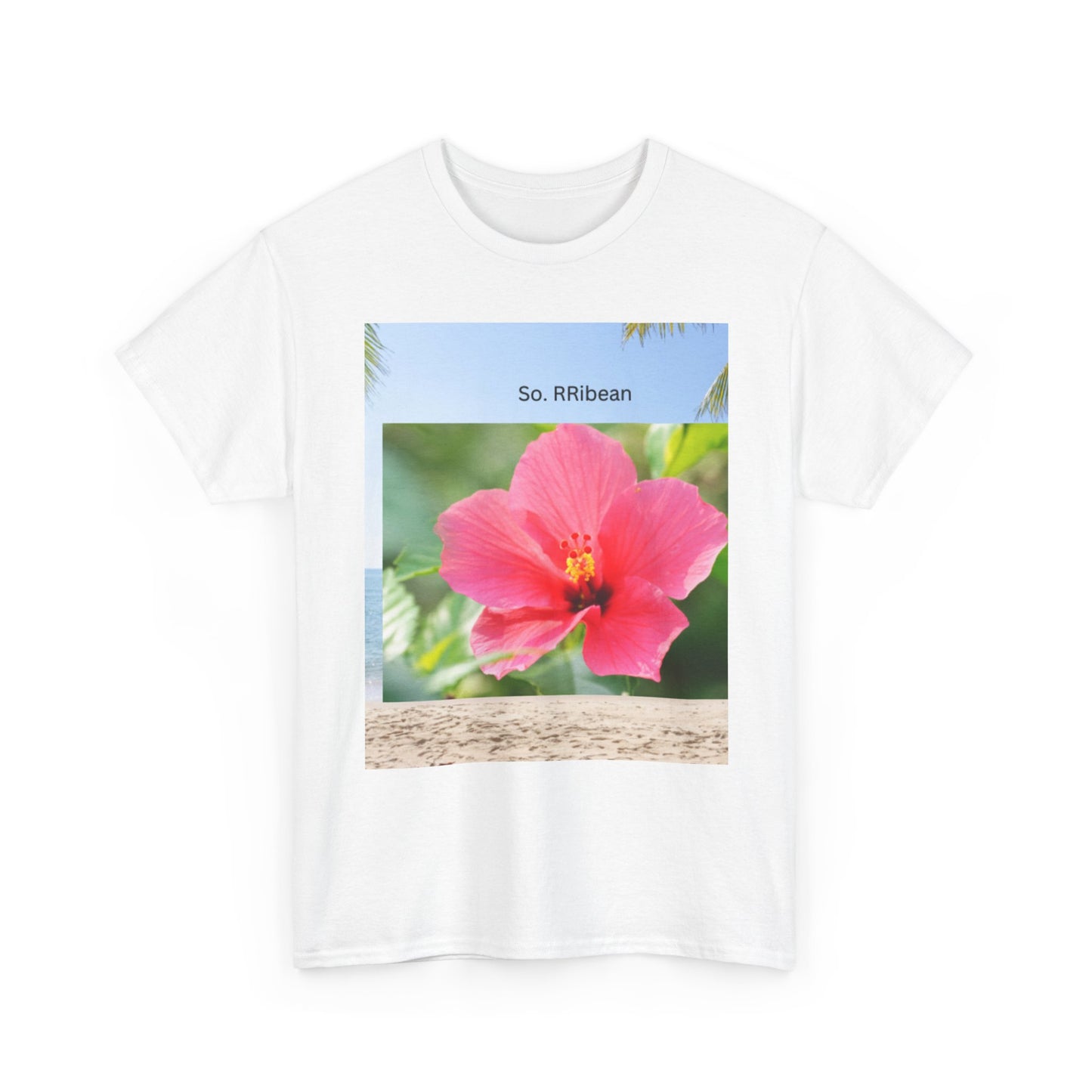 So. RIbbean Floral Unisex Heavy Cotton Tee - Tropical Vibe Summer Shirt