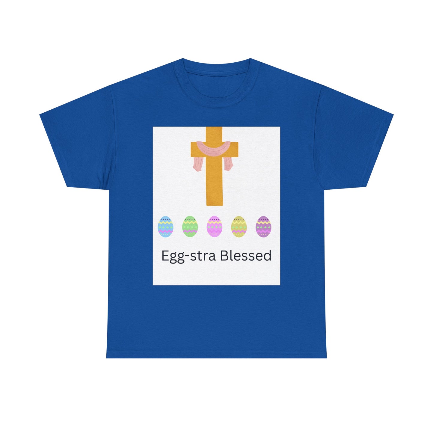Easter Cross T-Shirt — "Egg-stra Blessed" Christian Easter Tee