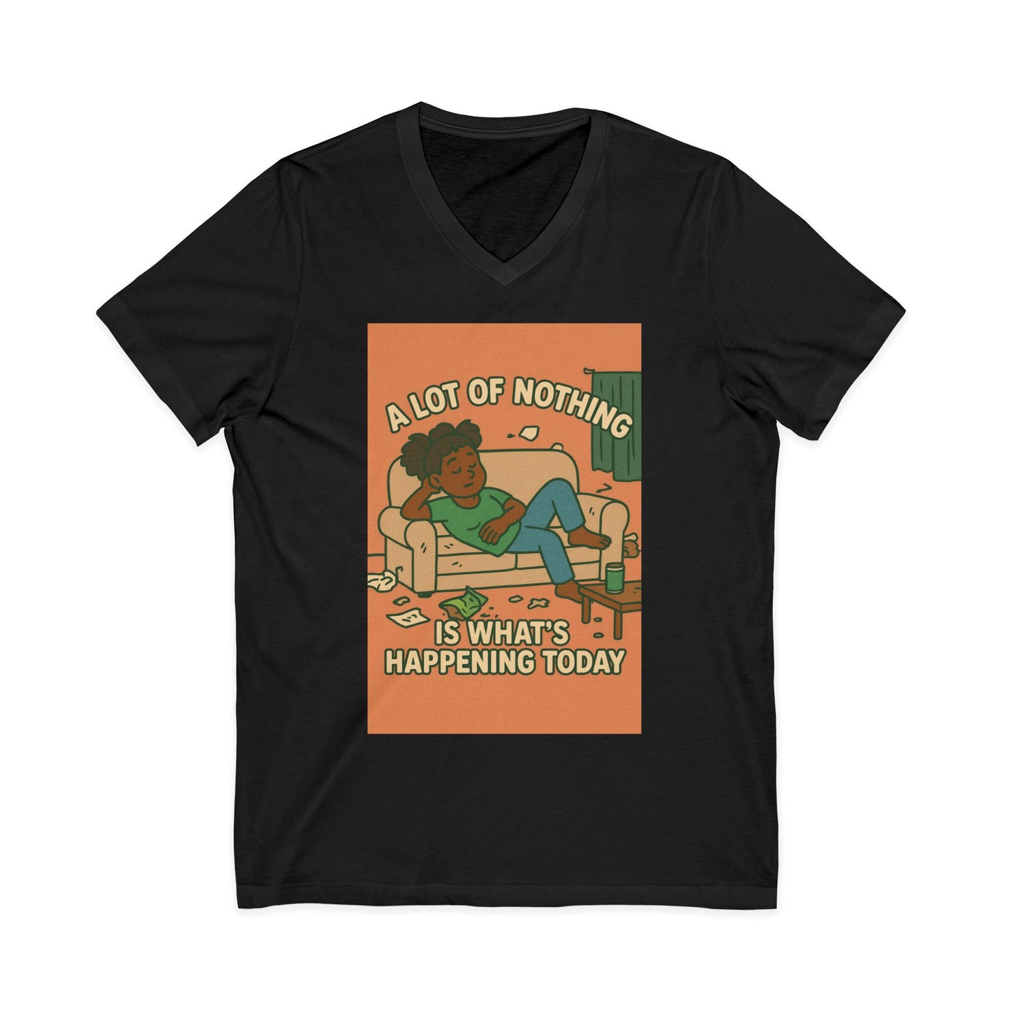 Relaxing V-Neck Tee - A Lot of Nothing, Comfortable Casual Wear, Relaxation Shirt, Gift for Homebodies, Weekend Vibes Tee