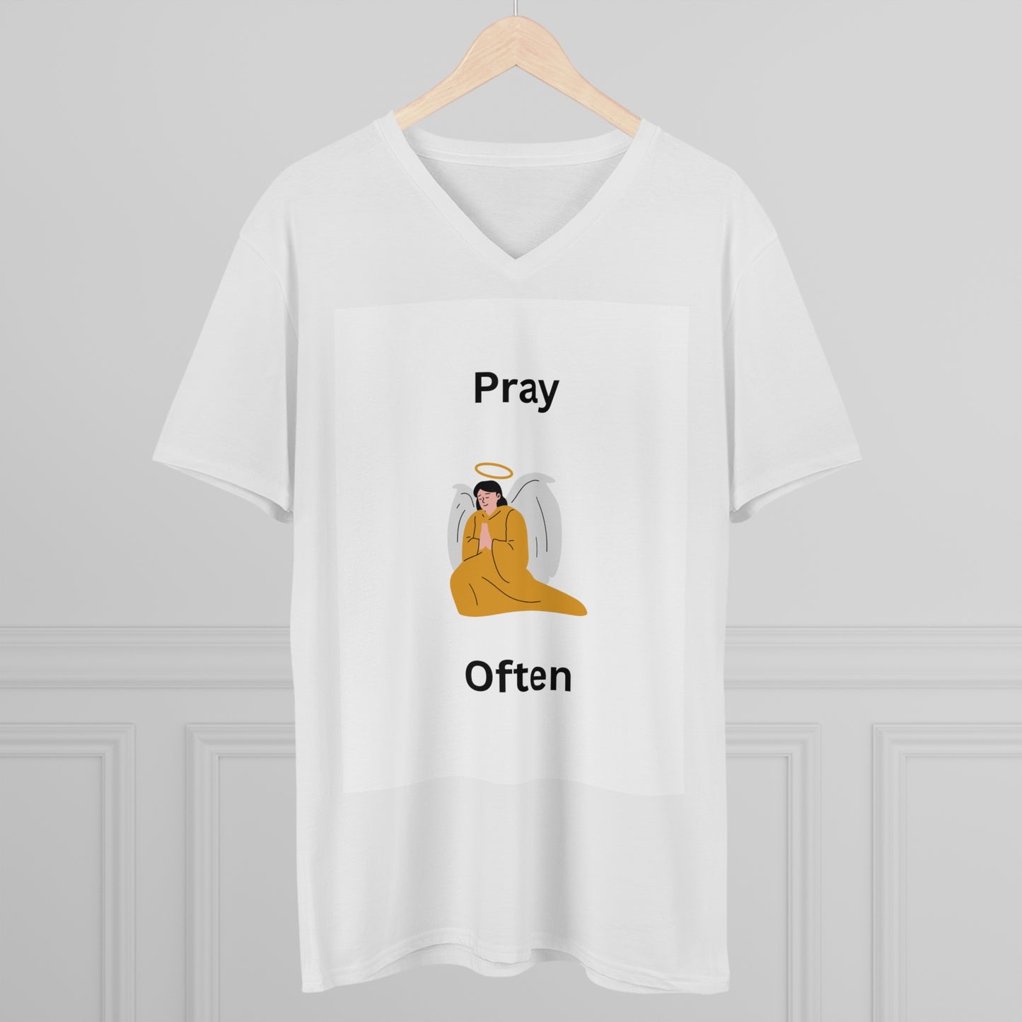 Inspirational V-Neck Tee - 'Pray Often' Design