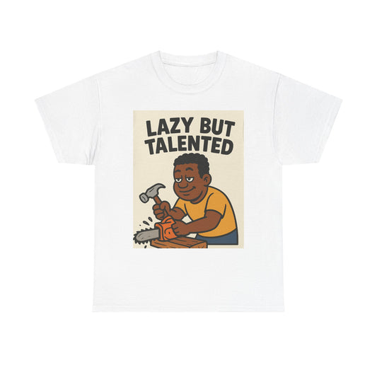 Lazy But Talented Unisex Heavy Cotton Tee - Fun Graphic T-Shirt for Creative Minds