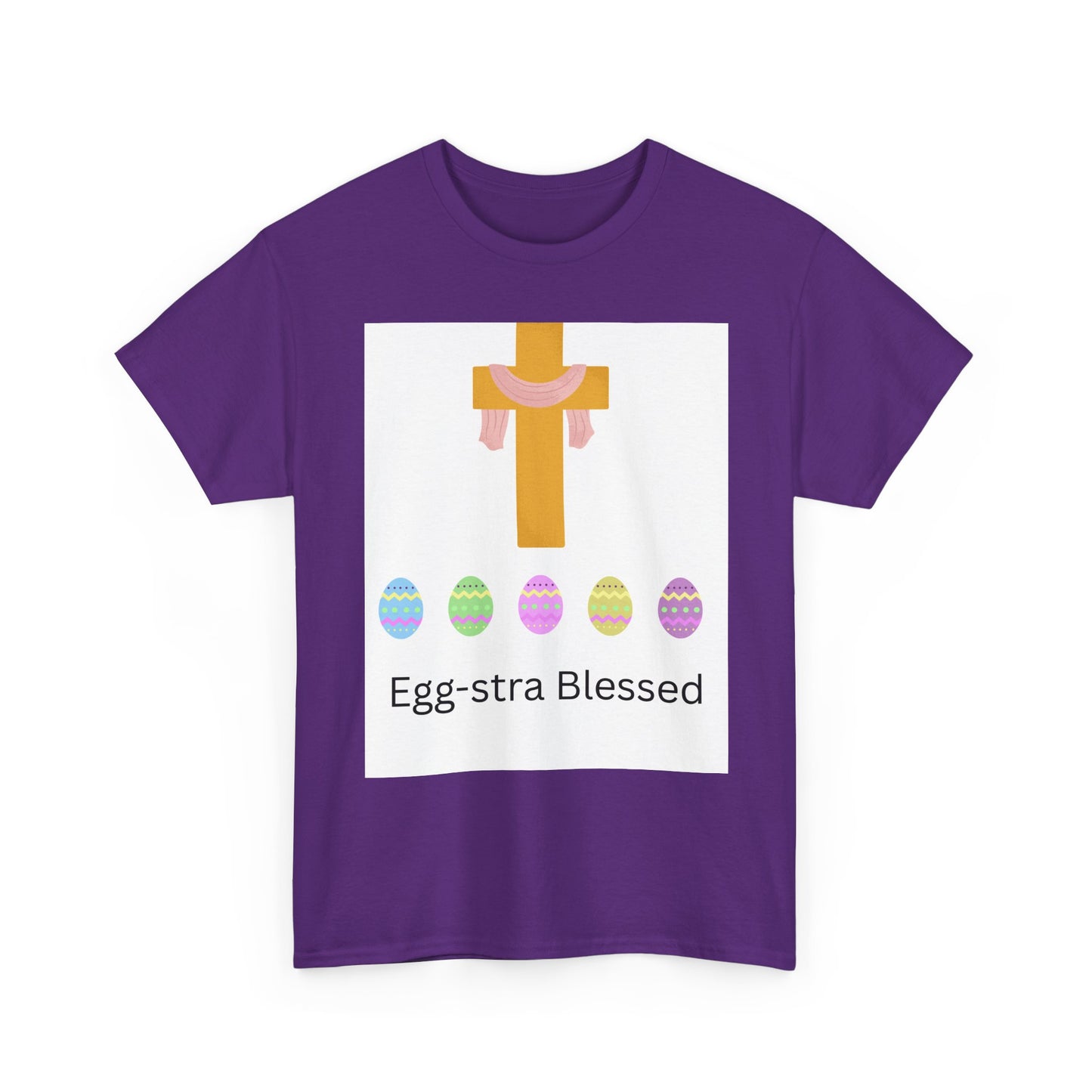 Easter Cross T-Shirt — "Egg-stra Blessed" Christian Easter Tee