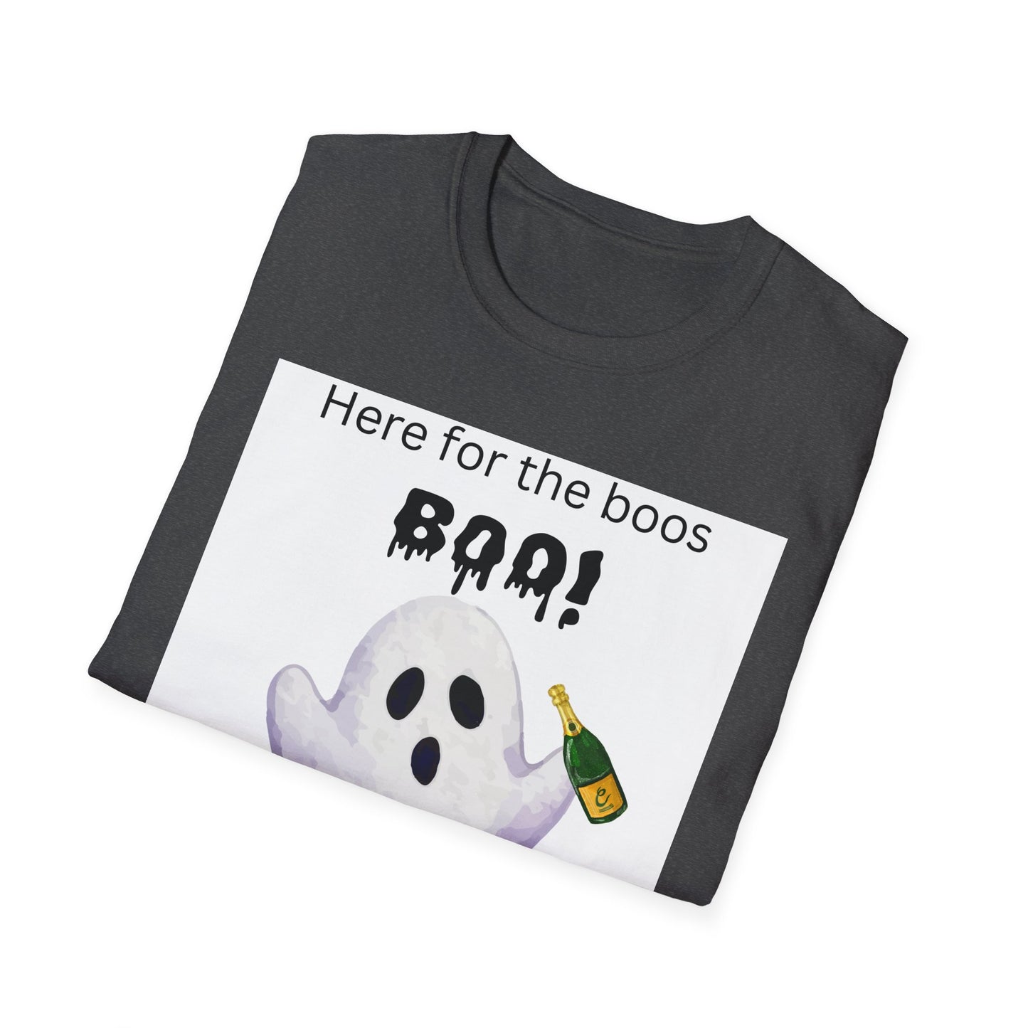 Halloween Ghost T-Shirt – "Here for the Boos" Boozy Ghost Party Tee