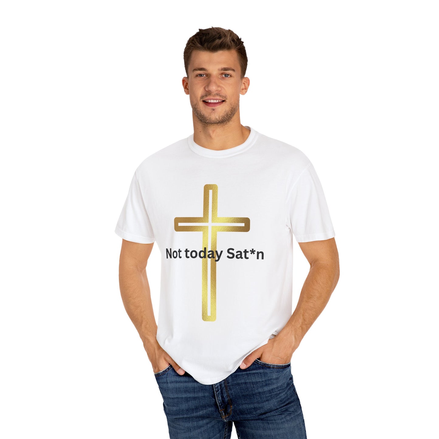 Unisex Garment-Dyed T-shirt - 'Not Today Satan' Christian Tee