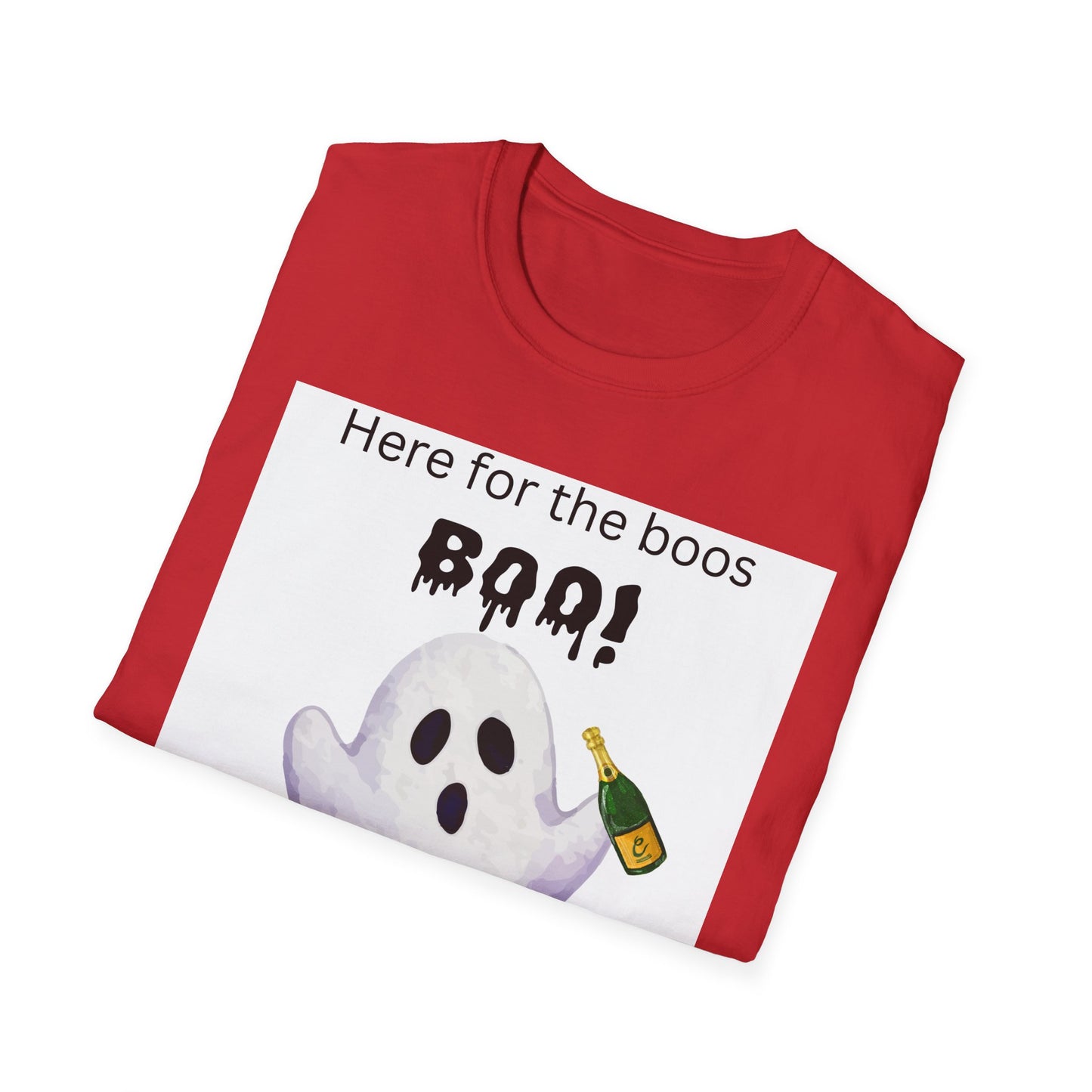 Halloween Ghost T-Shirt – "Here for the Boos" Boozy Ghost Party Tee