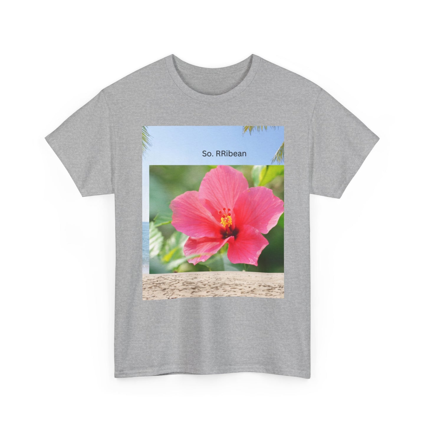 So. RIbbean Floral Unisex Heavy Cotton Tee - Tropical Vibe Summer Shirt